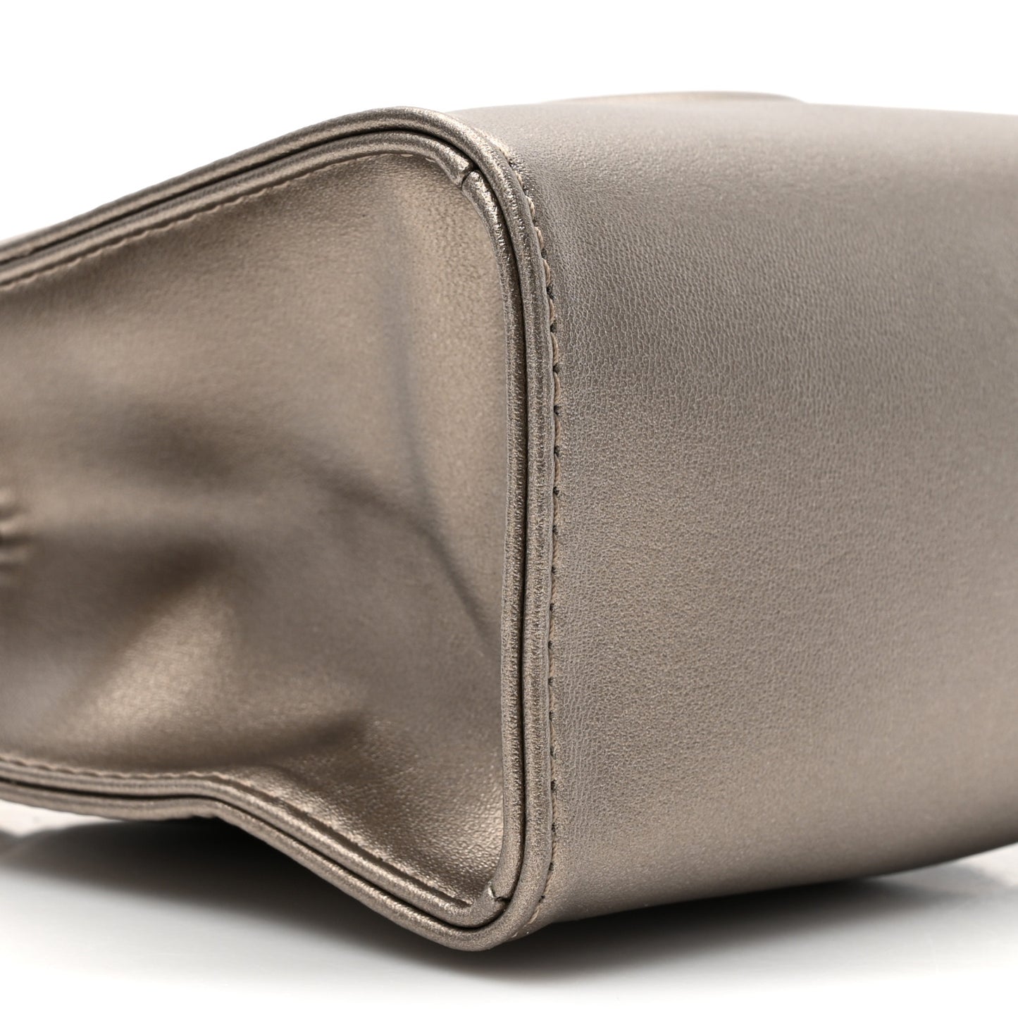 Metallic Vegan Leather Small Shopping Bag Bronze