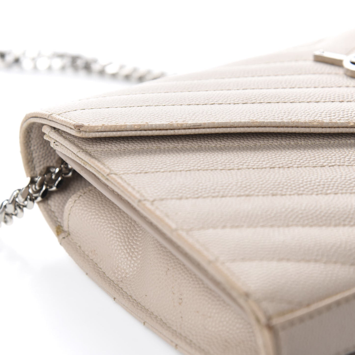 Grain De Poudre Matelasse Chevron Monogram Chain Wallet Nude Powder