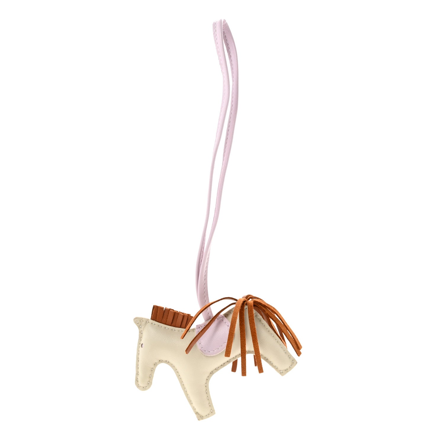 Hermes Milo Lambskin Grigri Rodeo Horse Bag Charm PM Craie Mauve