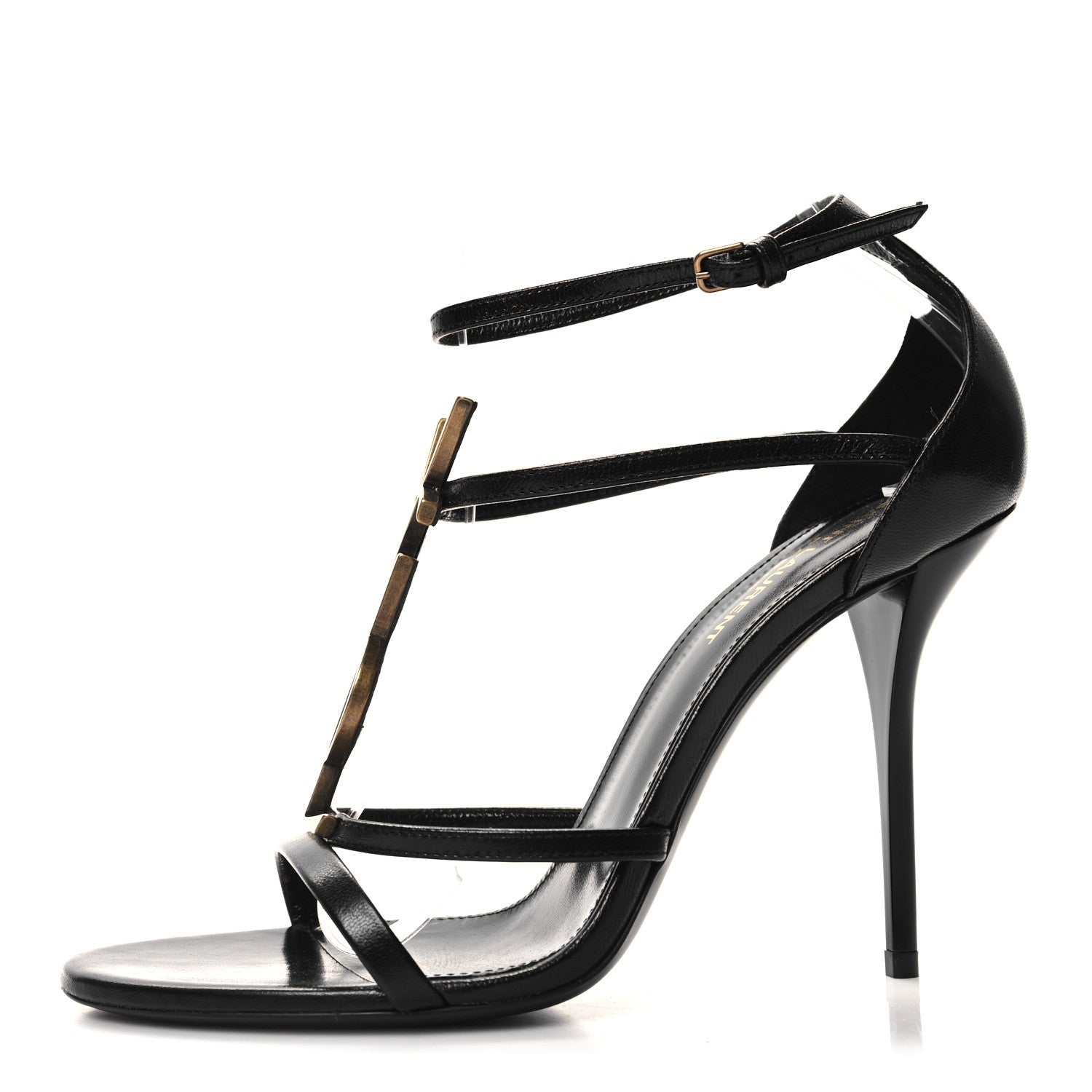 Saint Laurent Calfskin Cassandra 100 Sandals 39 Black 1 of 9