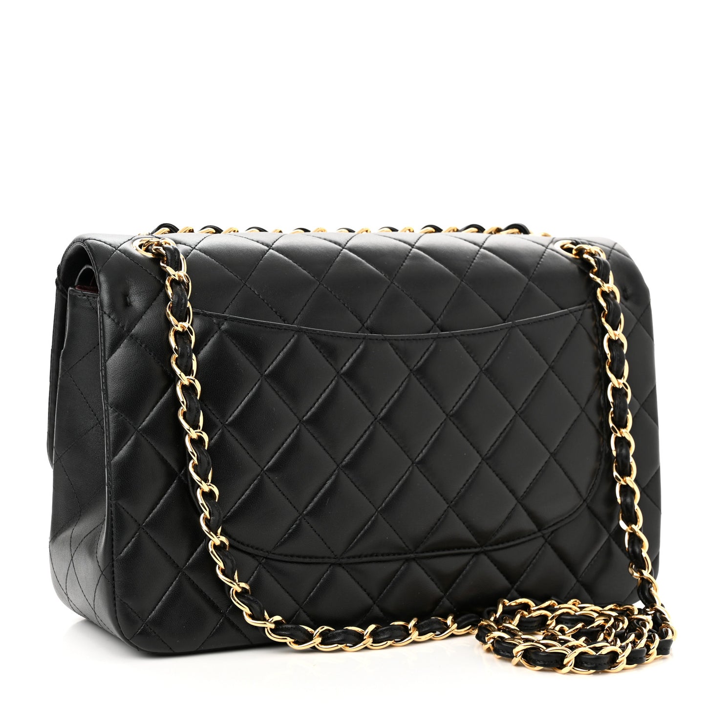 Lambskin Quilted Jumbo Double Flap Black
