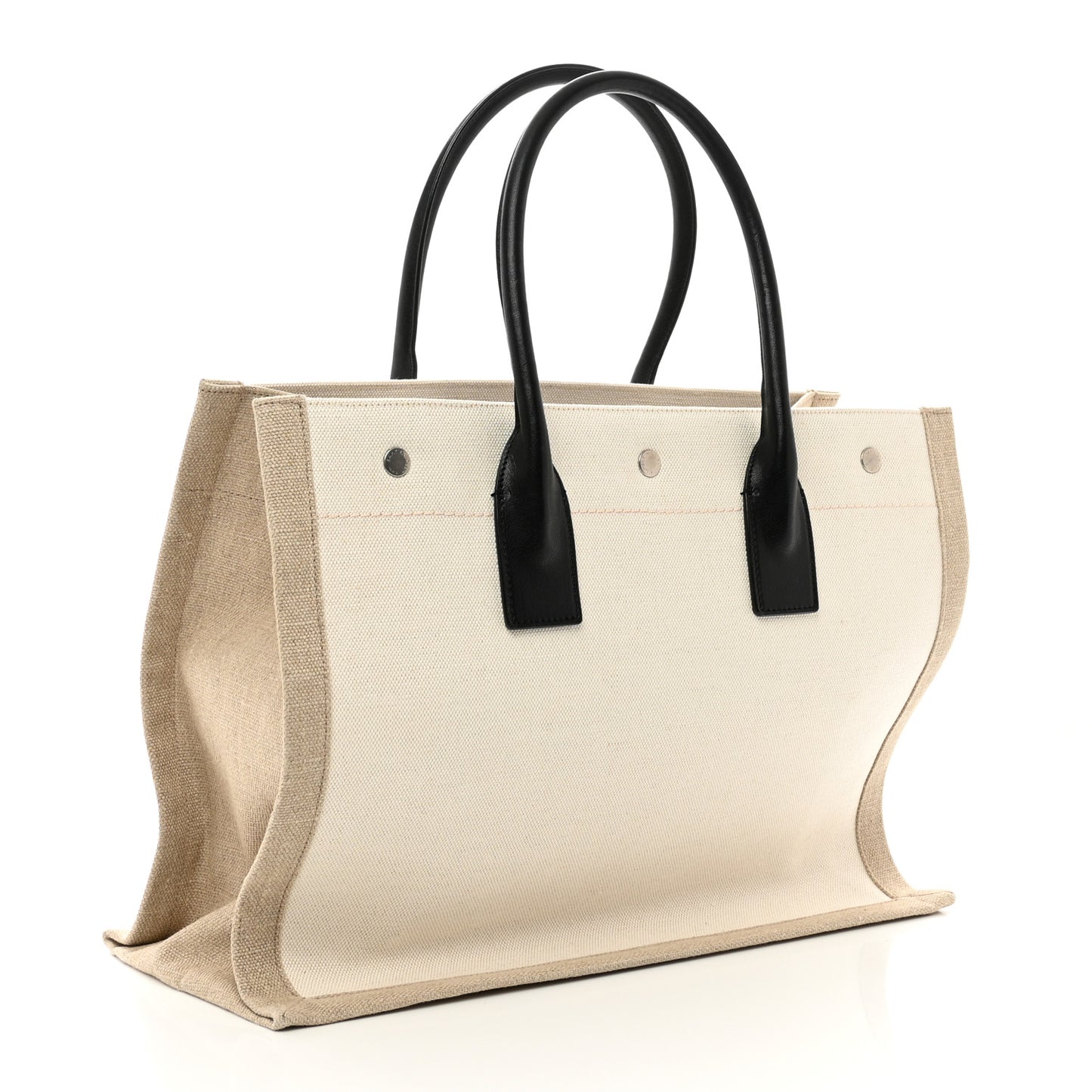 Linen Calfskin Small Rive Gauche Tote Greggio Natural