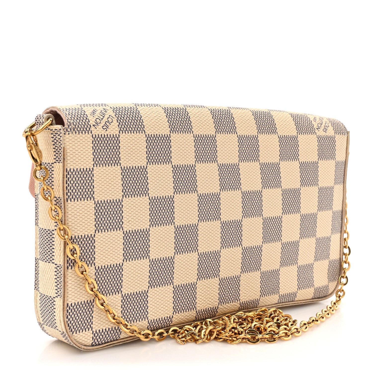 Louis Vuitton Damier Azur Pochette Felicie Chain Wallet Rose Ballerine 4 of 21