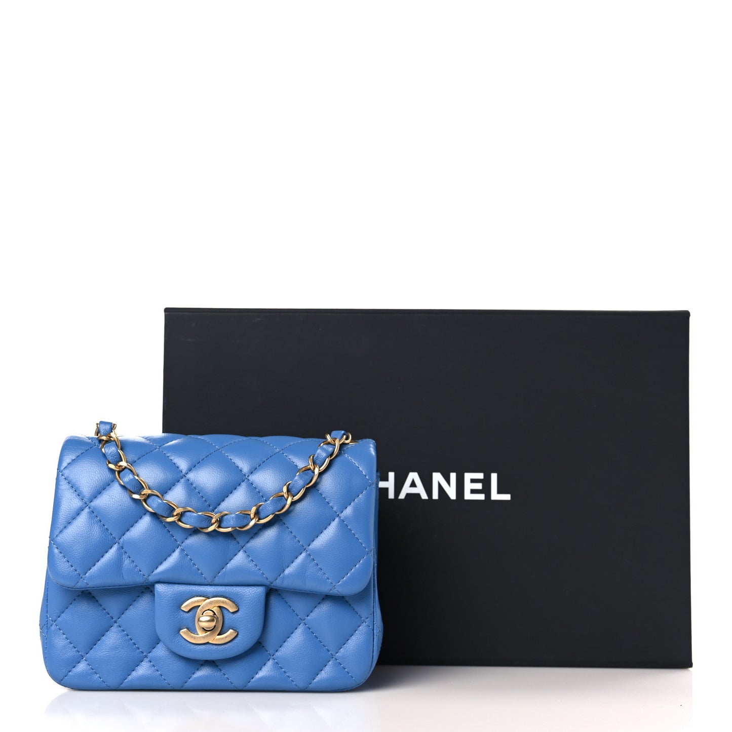 Lambskin Quilted Mini Square Flap Blue