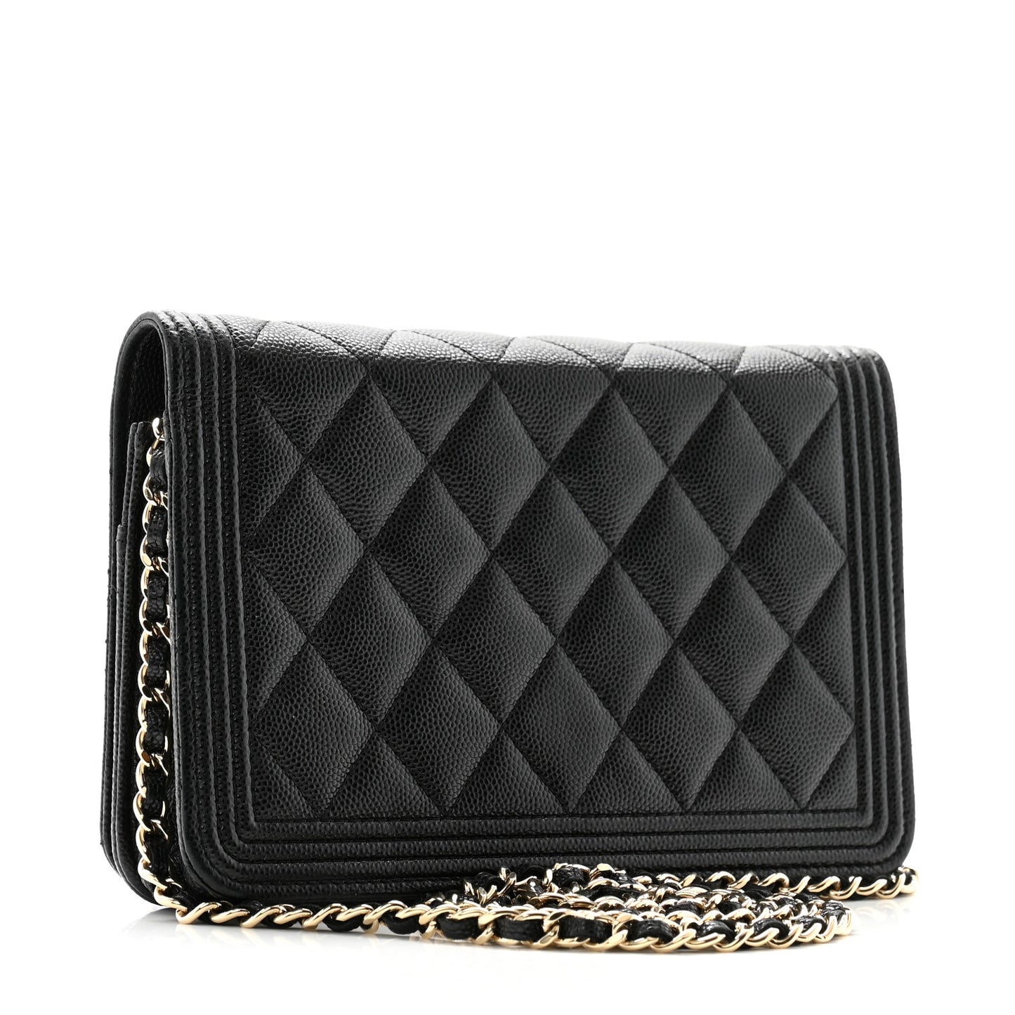 Caviar Quilted Boy Wallet On Chain WOC Black