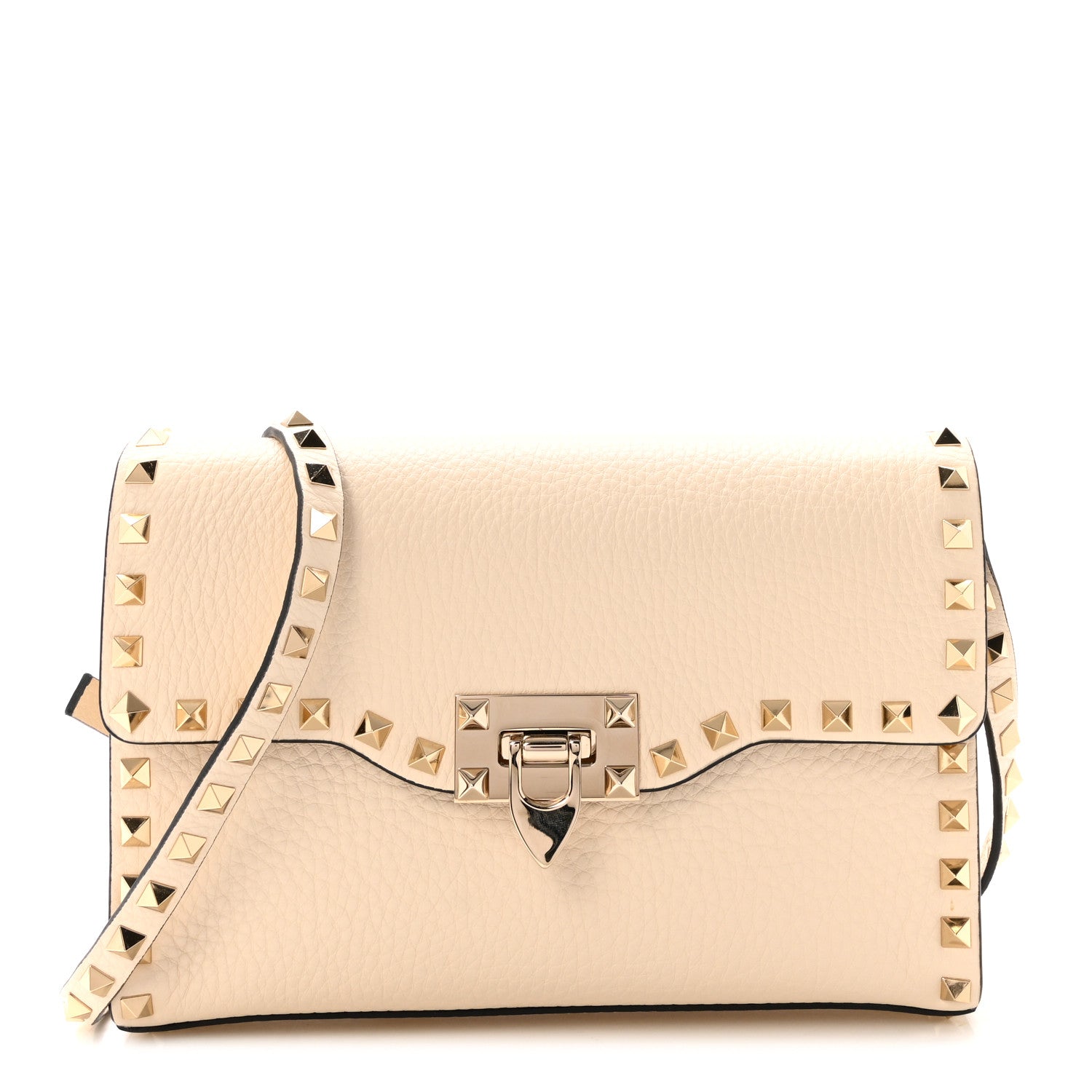 Valentino Garavani Pebbled Calfskin Medium Rockstud Flip Lock