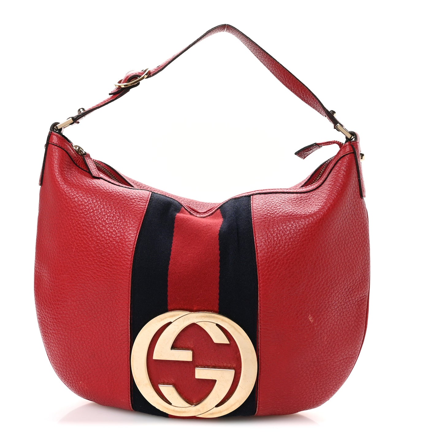 Calfskin Web Small Blondie Hobo Red