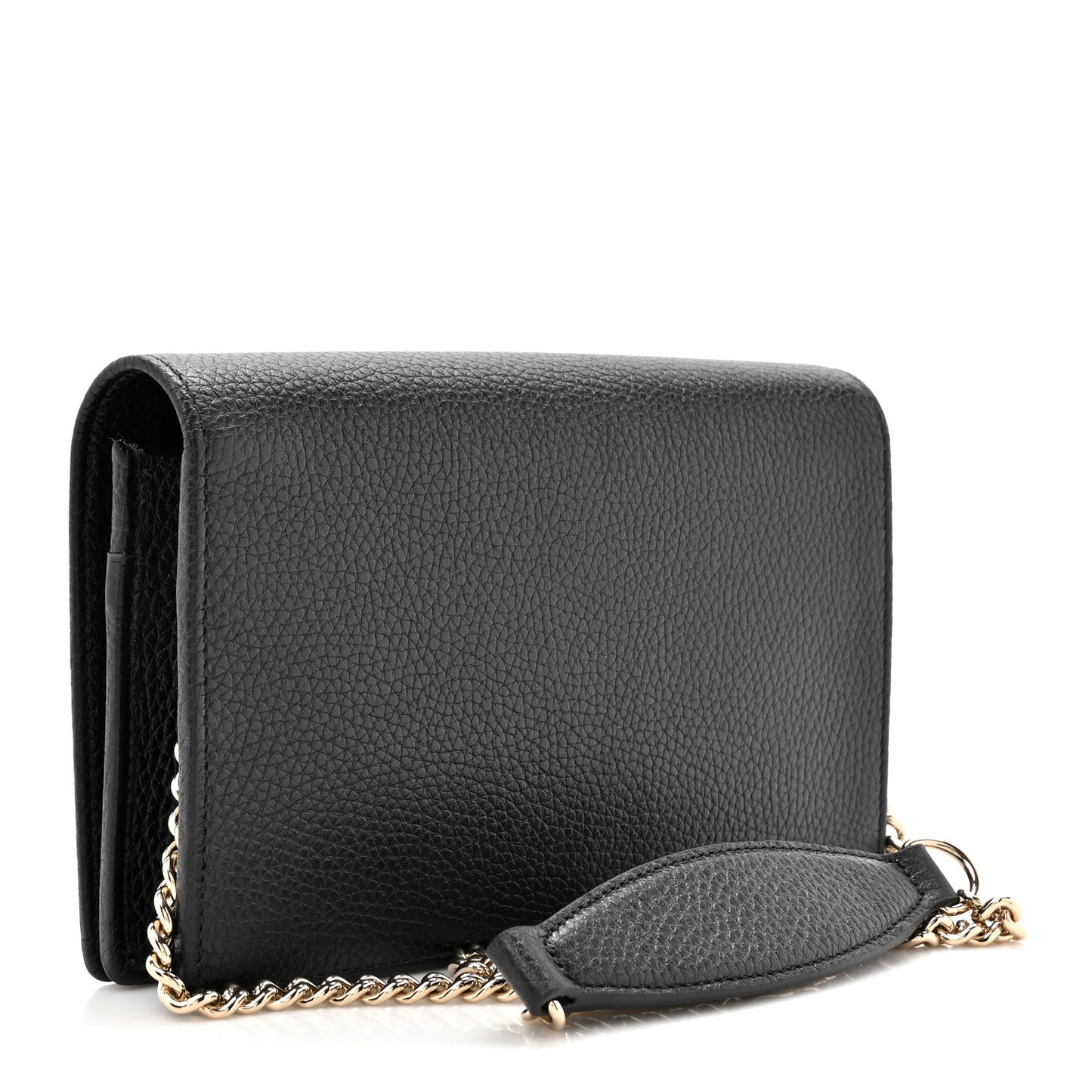 Pebbled Calfskin Soho Wallet On Chain Black