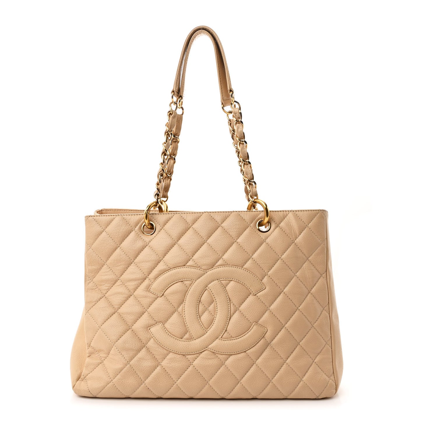 Caviar Quilted Grand Shopping Tote GST Beige Clair