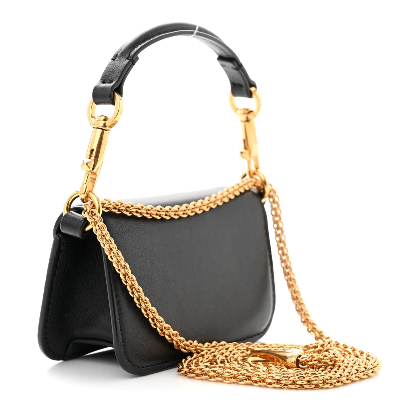 Calfskin Vlogo Micro Loco Shoulder Bag Black