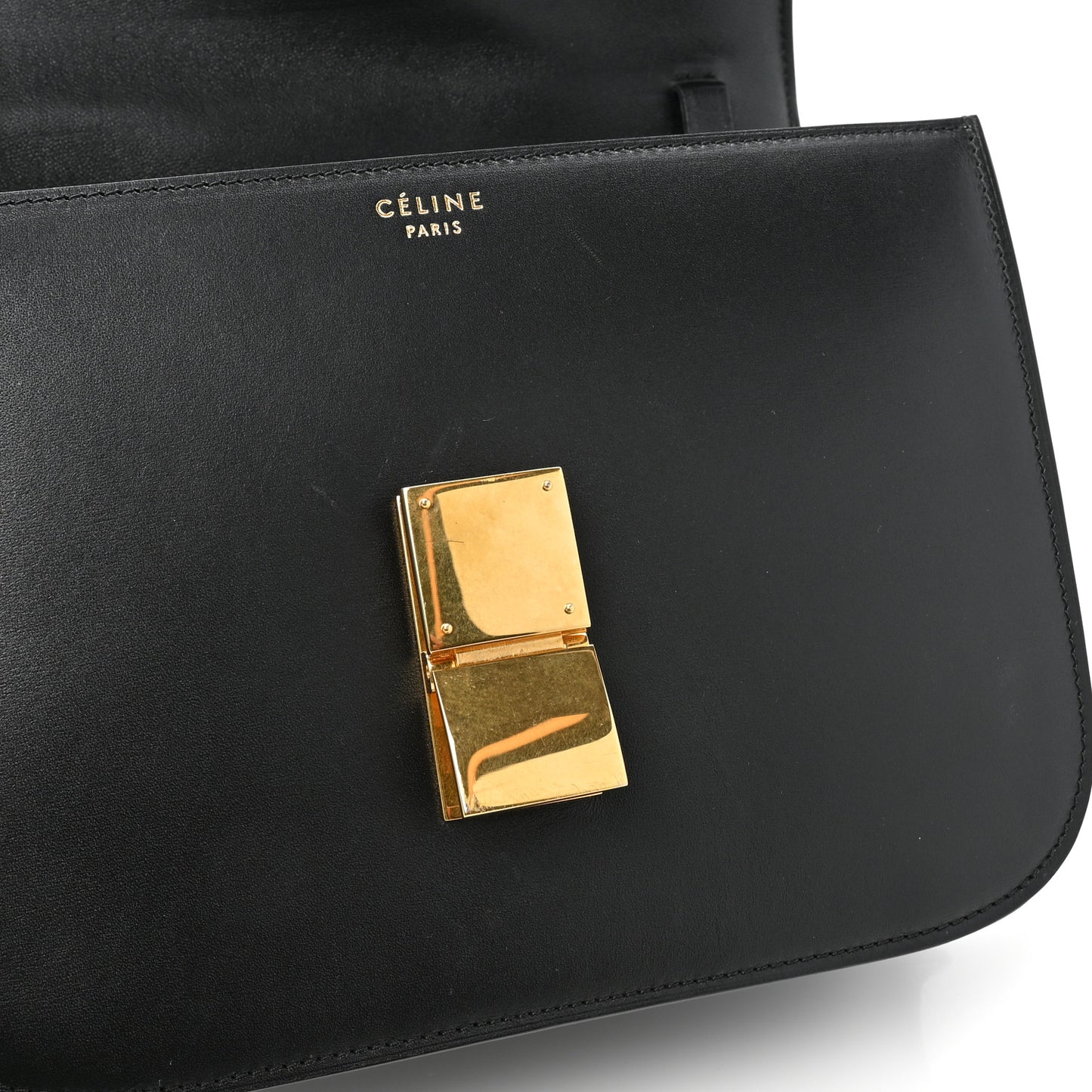 Box Calfskin Medium Classic Box Flap Bag Black