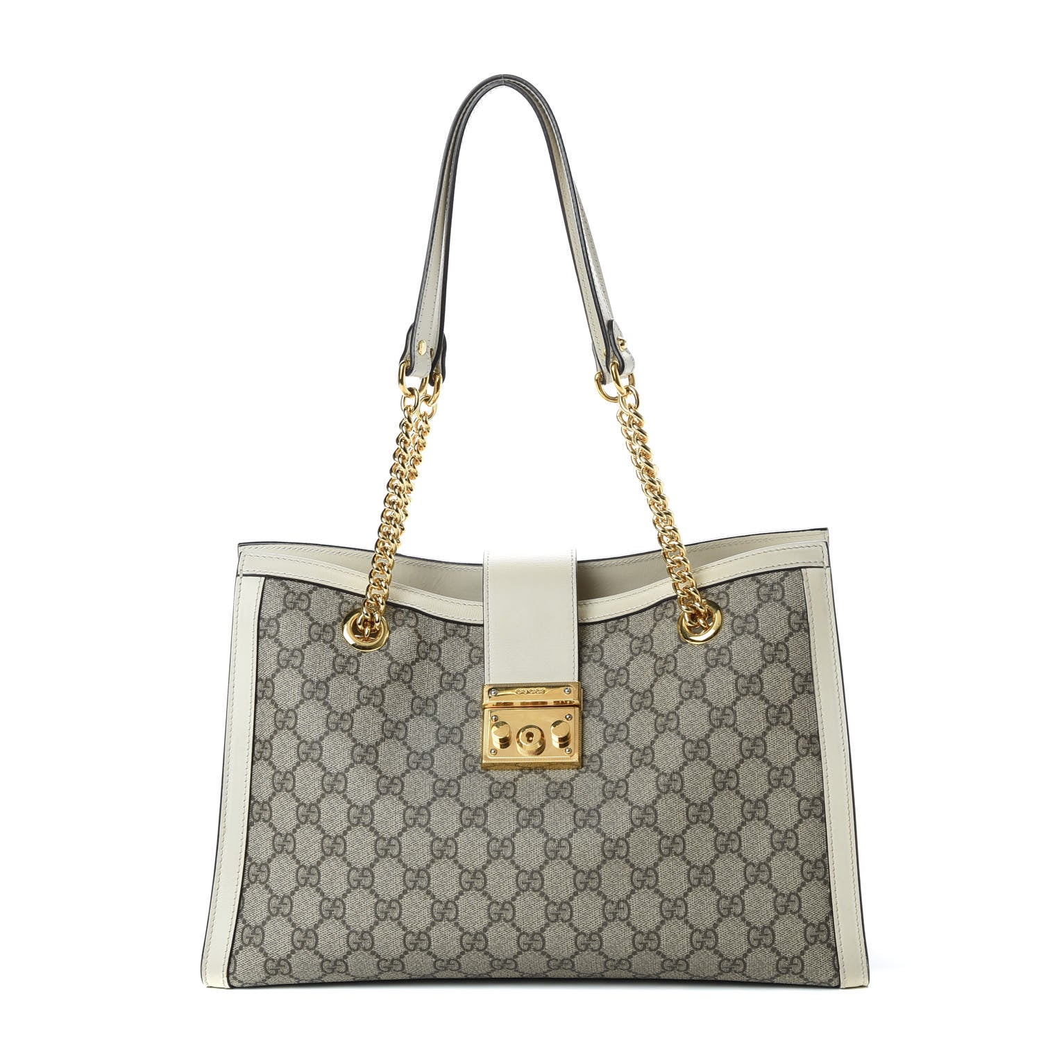 Gucci GG Supreme Monogram Medium Padlock Tote White 1 of 13