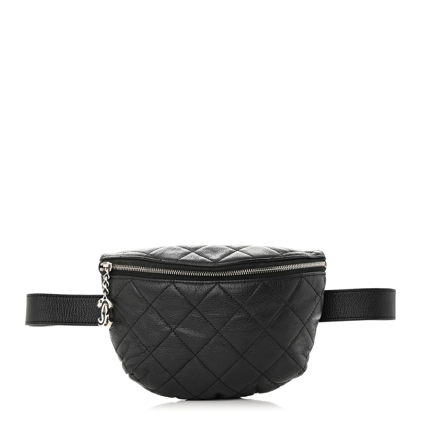 Grained Calfskin Quilted Waist Belt Bag Black