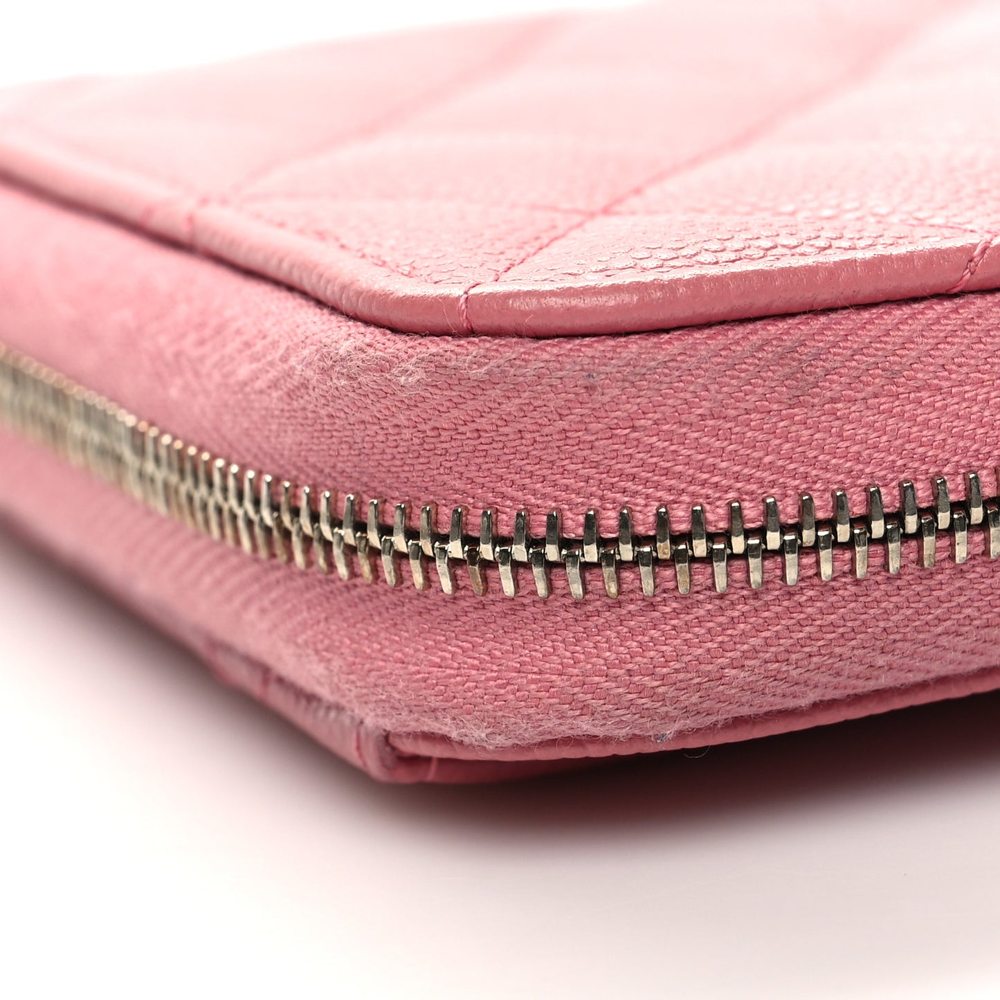 Caviar Quilted Zip Around Wallet Pink