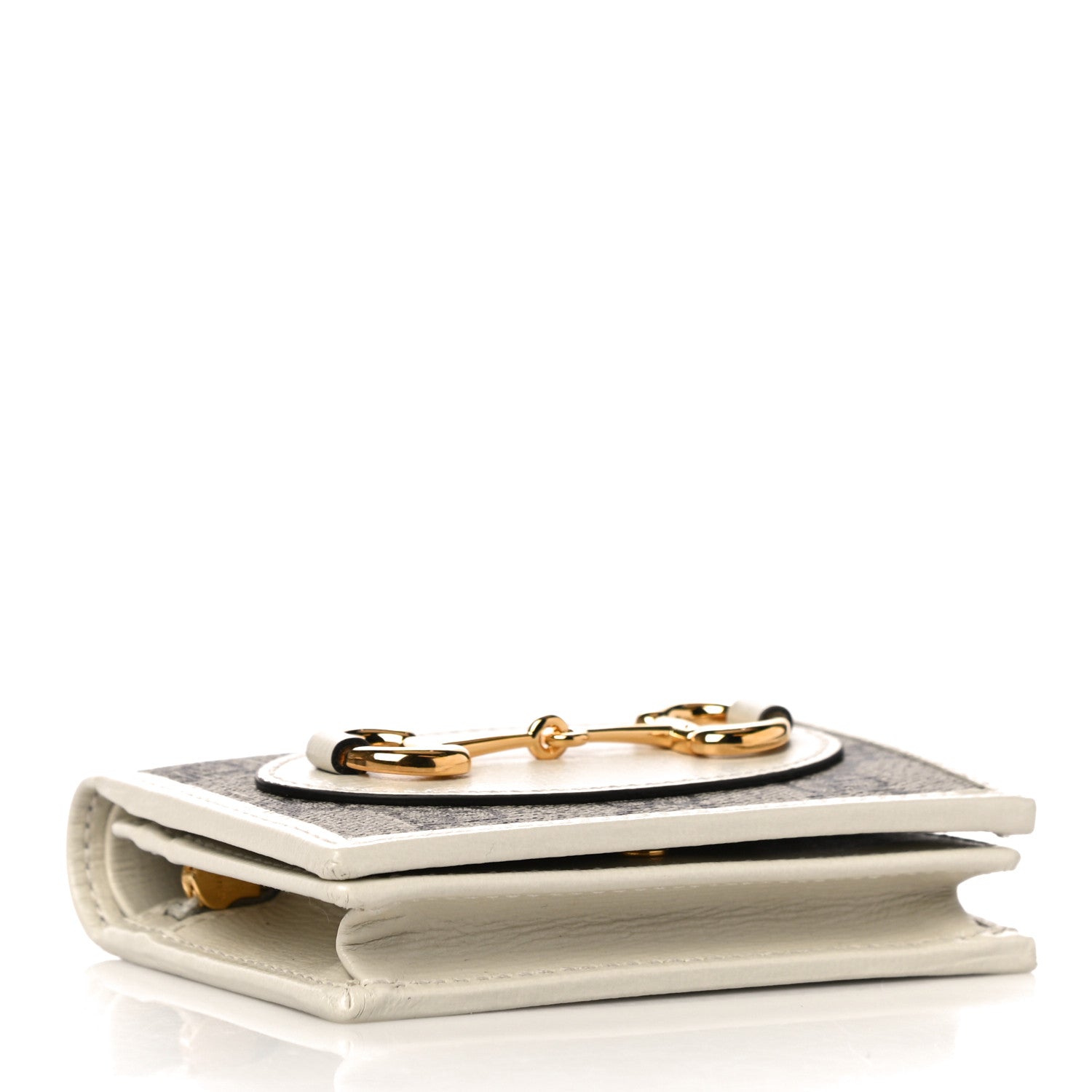 Gucci GG Supreme Monogram Azalea Calfskin Horsebit 1955 Card Case Wallet Beige Ebony Mystic White 4 of 10