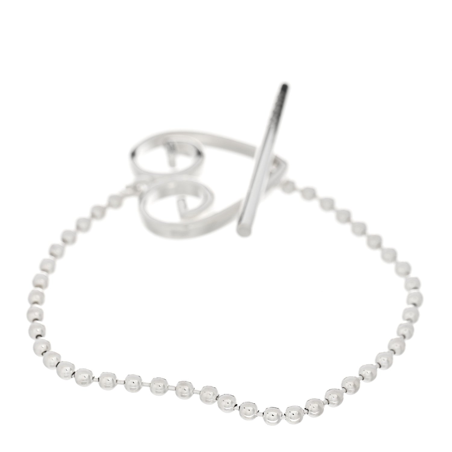 Gucci Sterling Silver Interlocking GG Heart Toggle Bead Bracelet 2 of 3