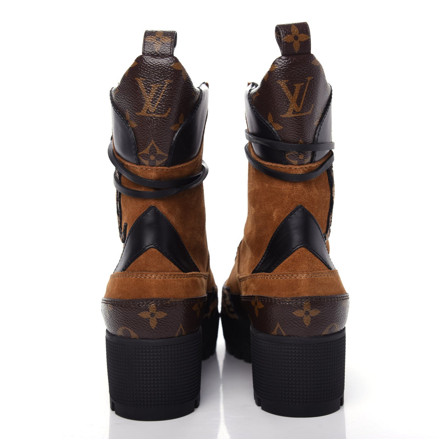 Suede Calfskin Monogram Laureate Platform Desert Boots 37.5 Cognac