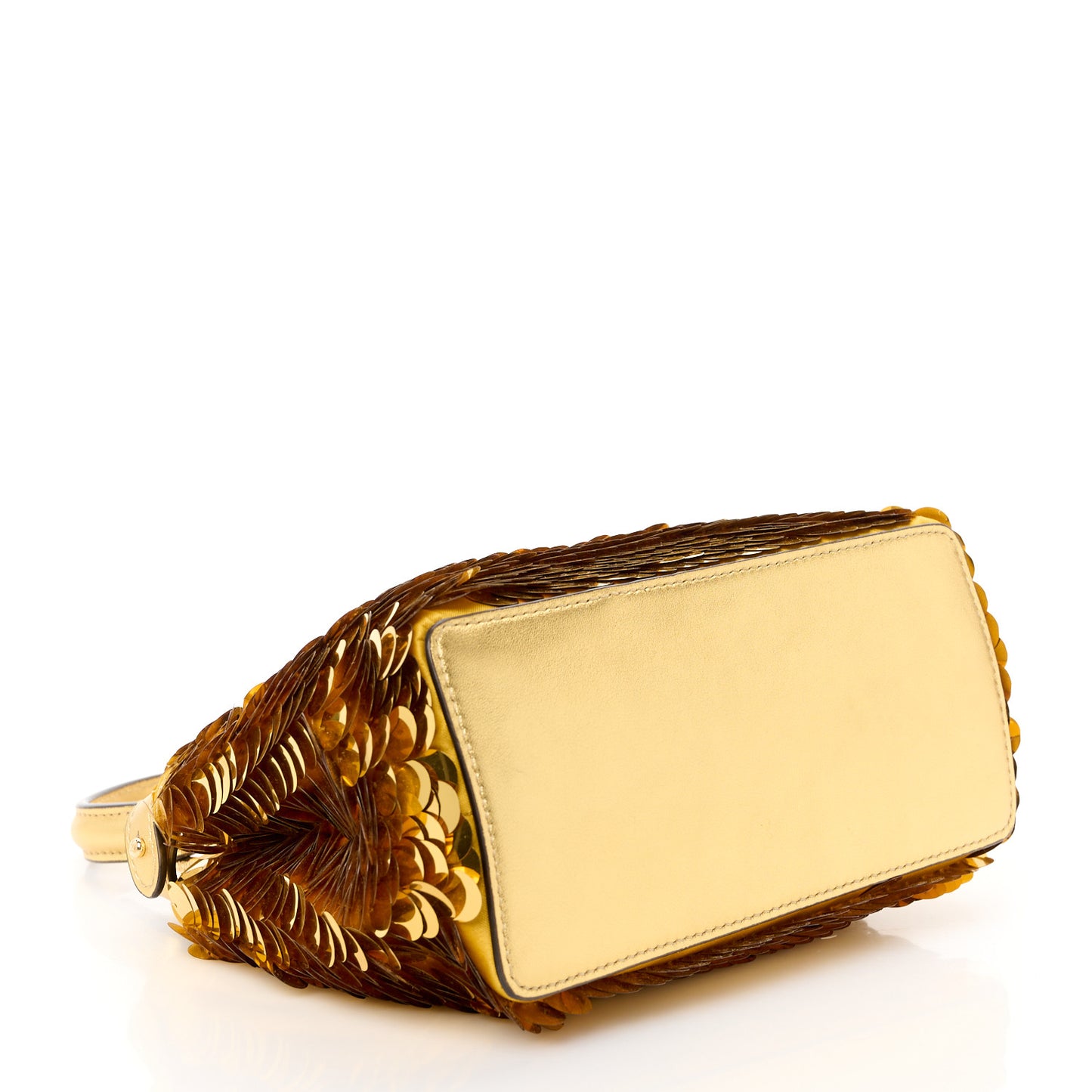 Sequin Vitello Catalan XS Peekaboo Iconic Satchel Gold