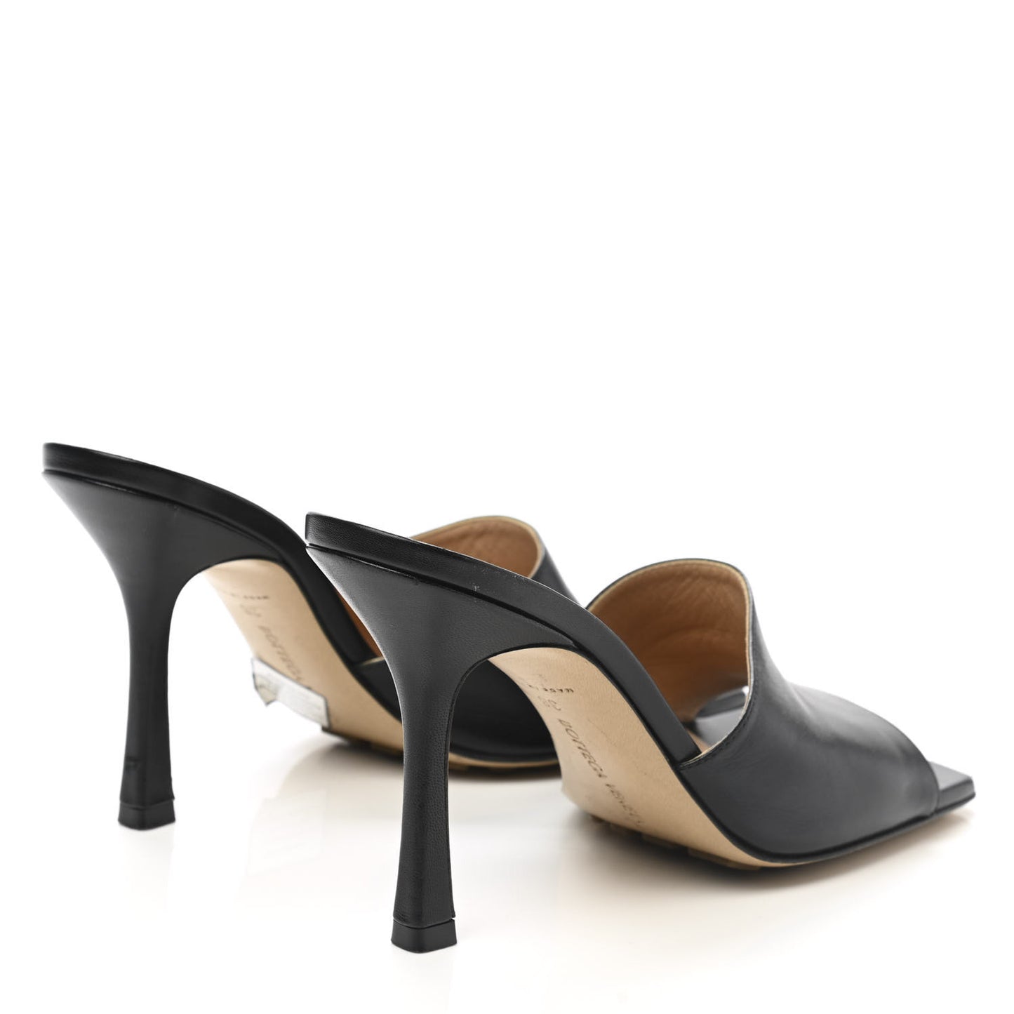 Lambskin Stretch Mule Sandals 38 Black