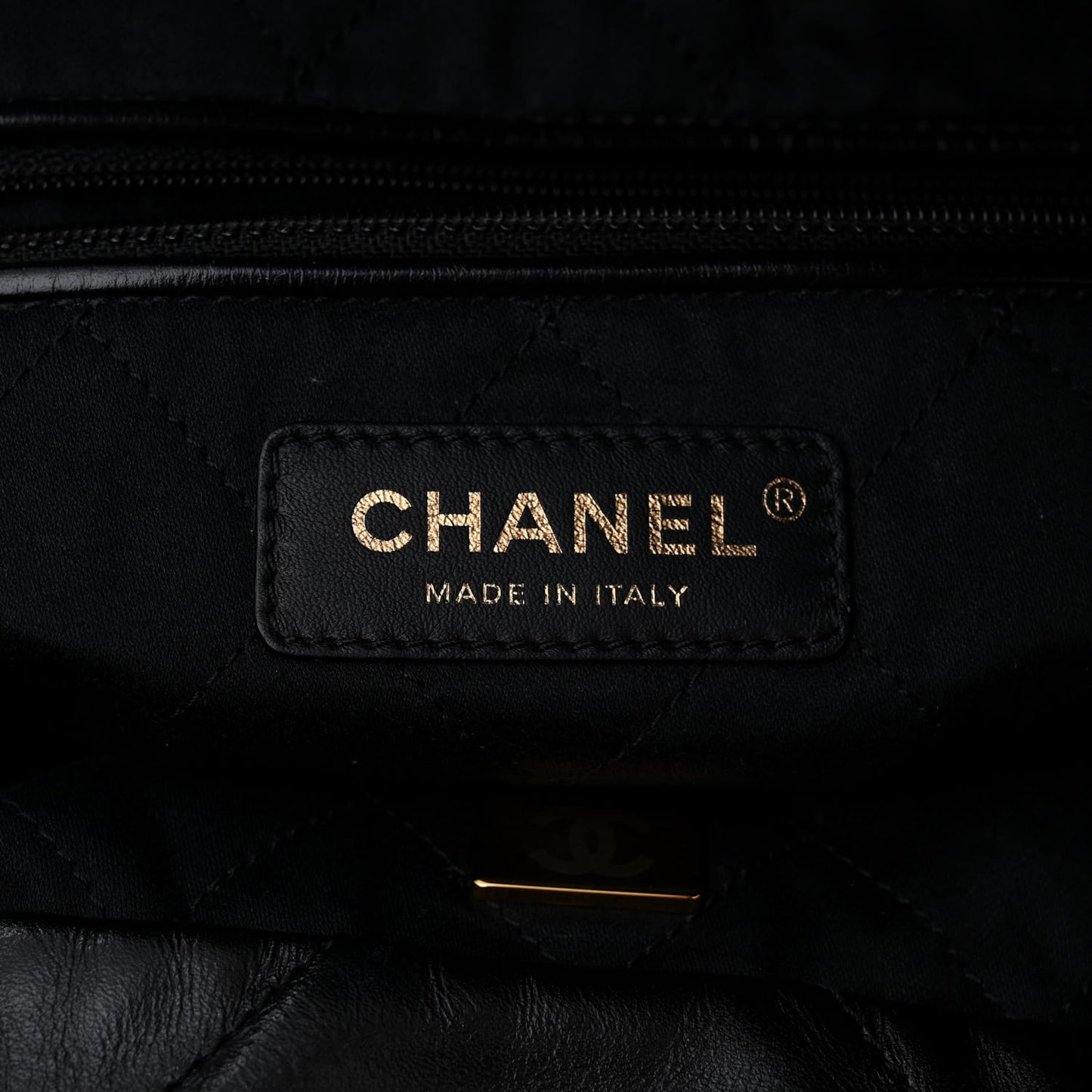 Shiny Calfskin Quilted Small Chanel 22 Black