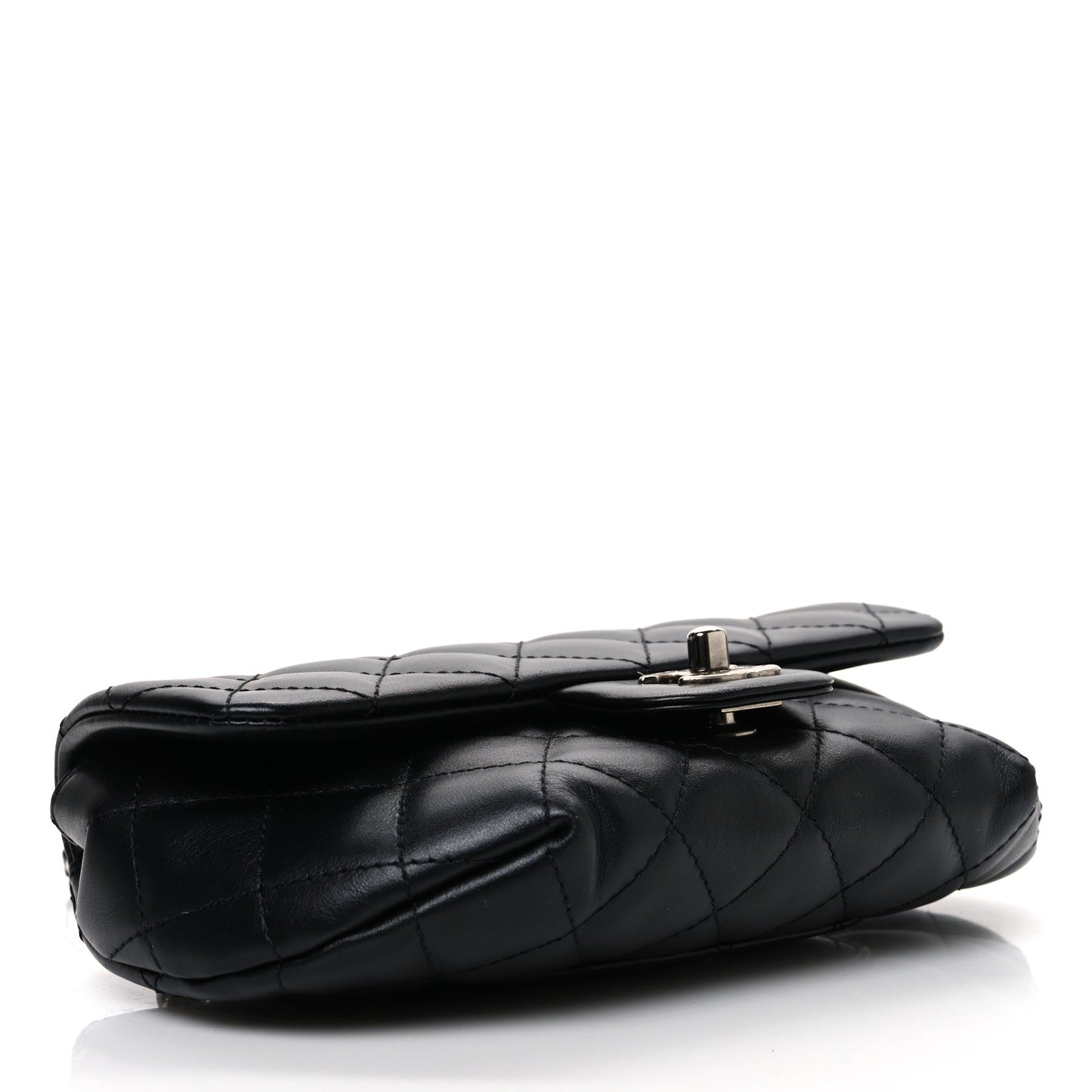 Calfskin Quilted CC Uniform Flap Belt Bag Black