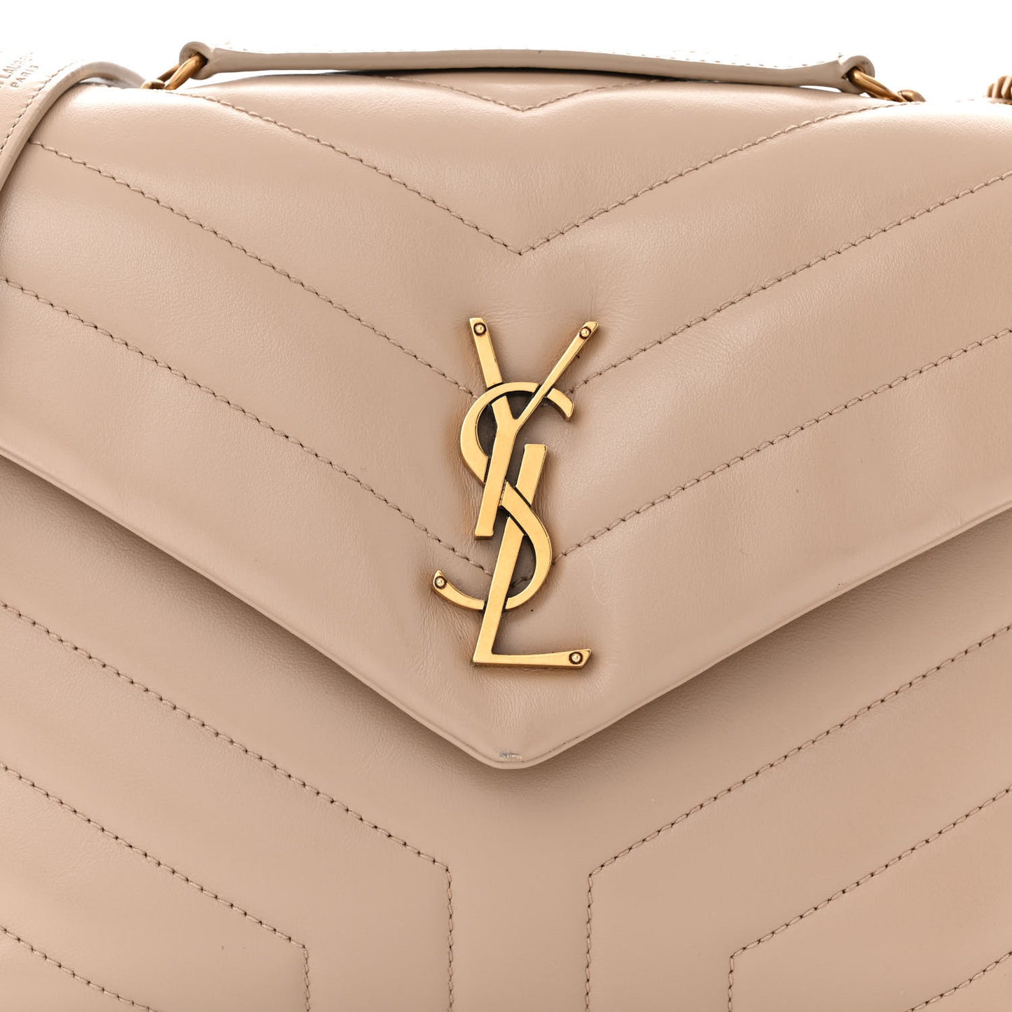 Calfskin Y Quilted Monogram Small Loulou Chain Satchel Dark Beige