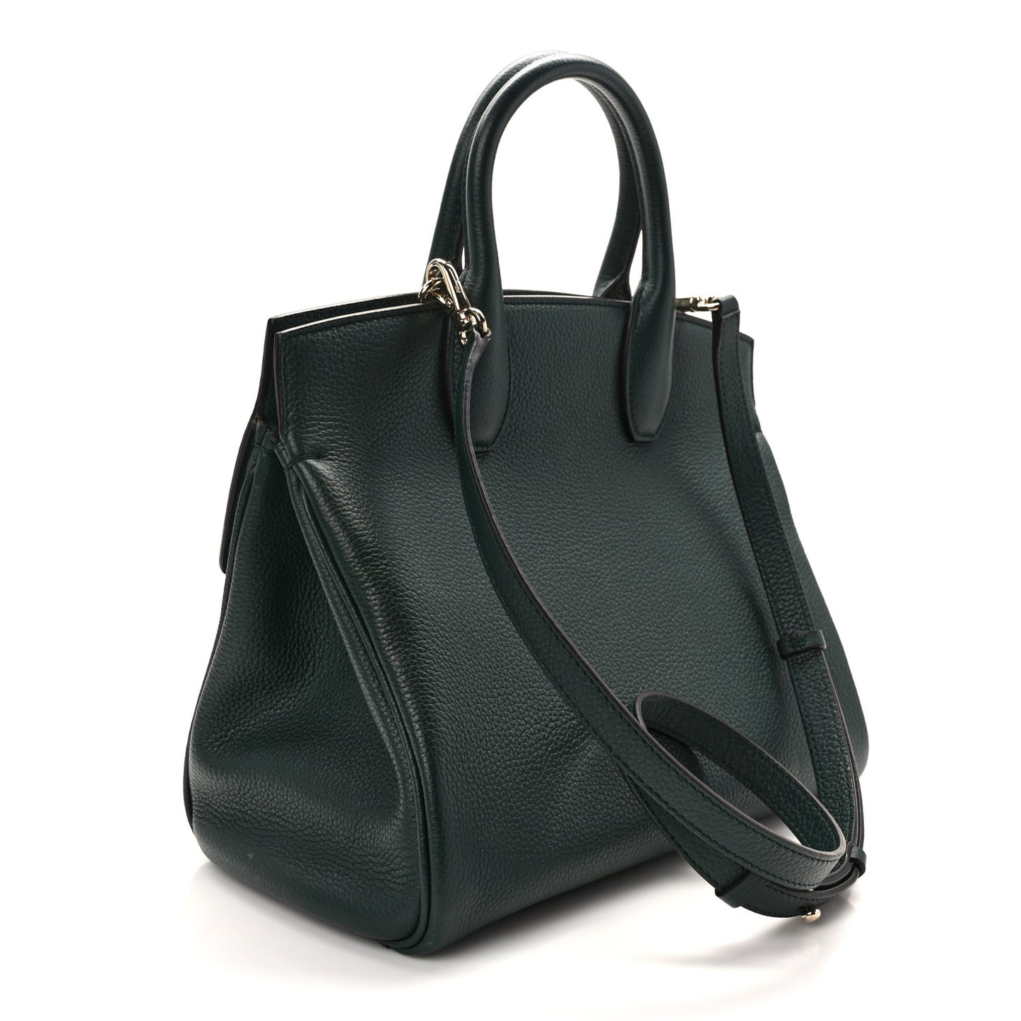 Hammered Calfskin Medium Studio Top Handle Bag Dark Green