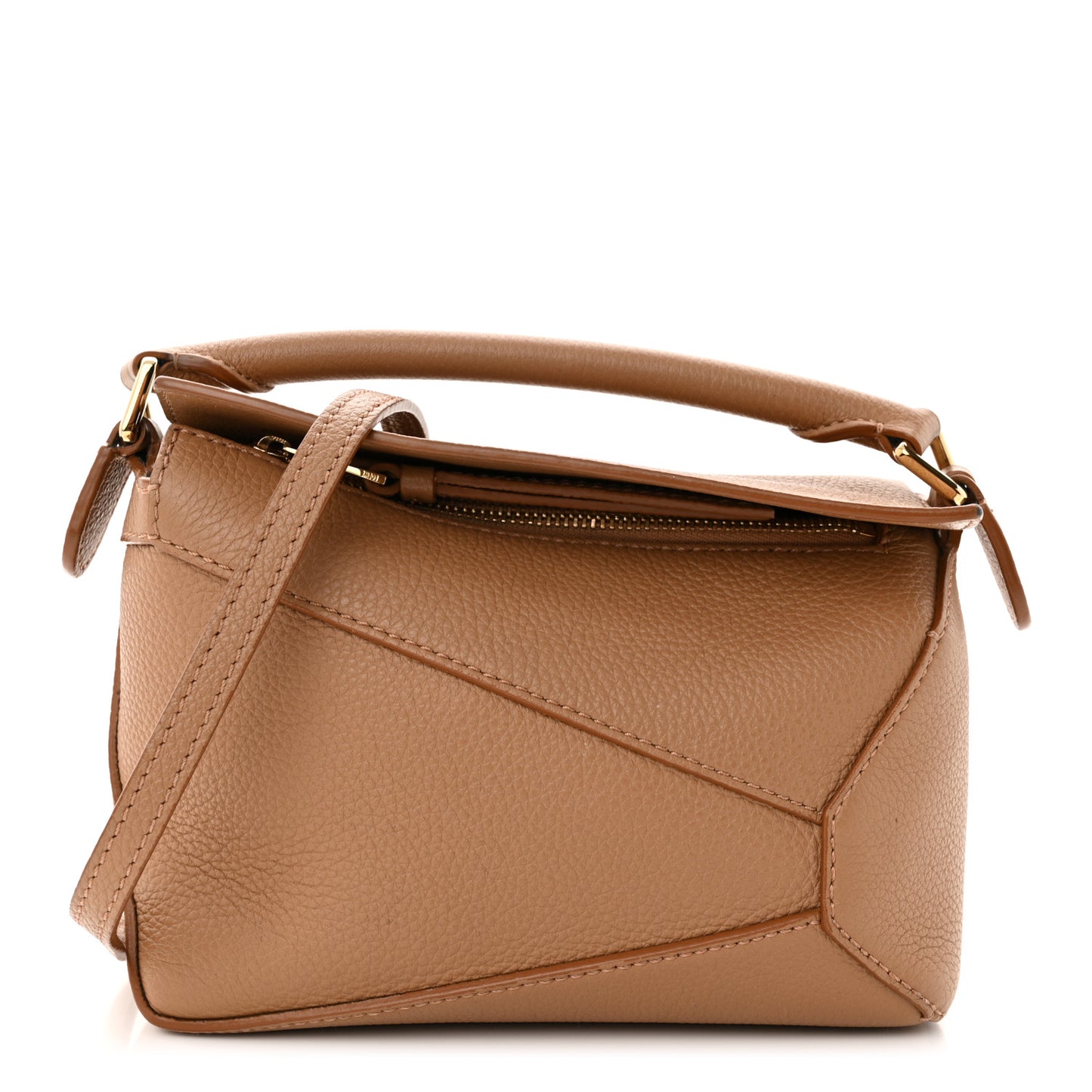 Calfskin Mini Puzzle Edge Bag Toffee