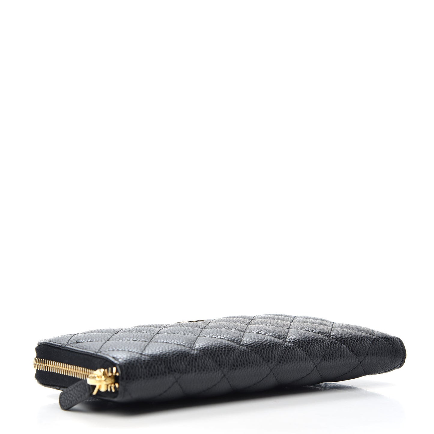 Caviar Quilted Large Gusset Zip Around Wallet Black