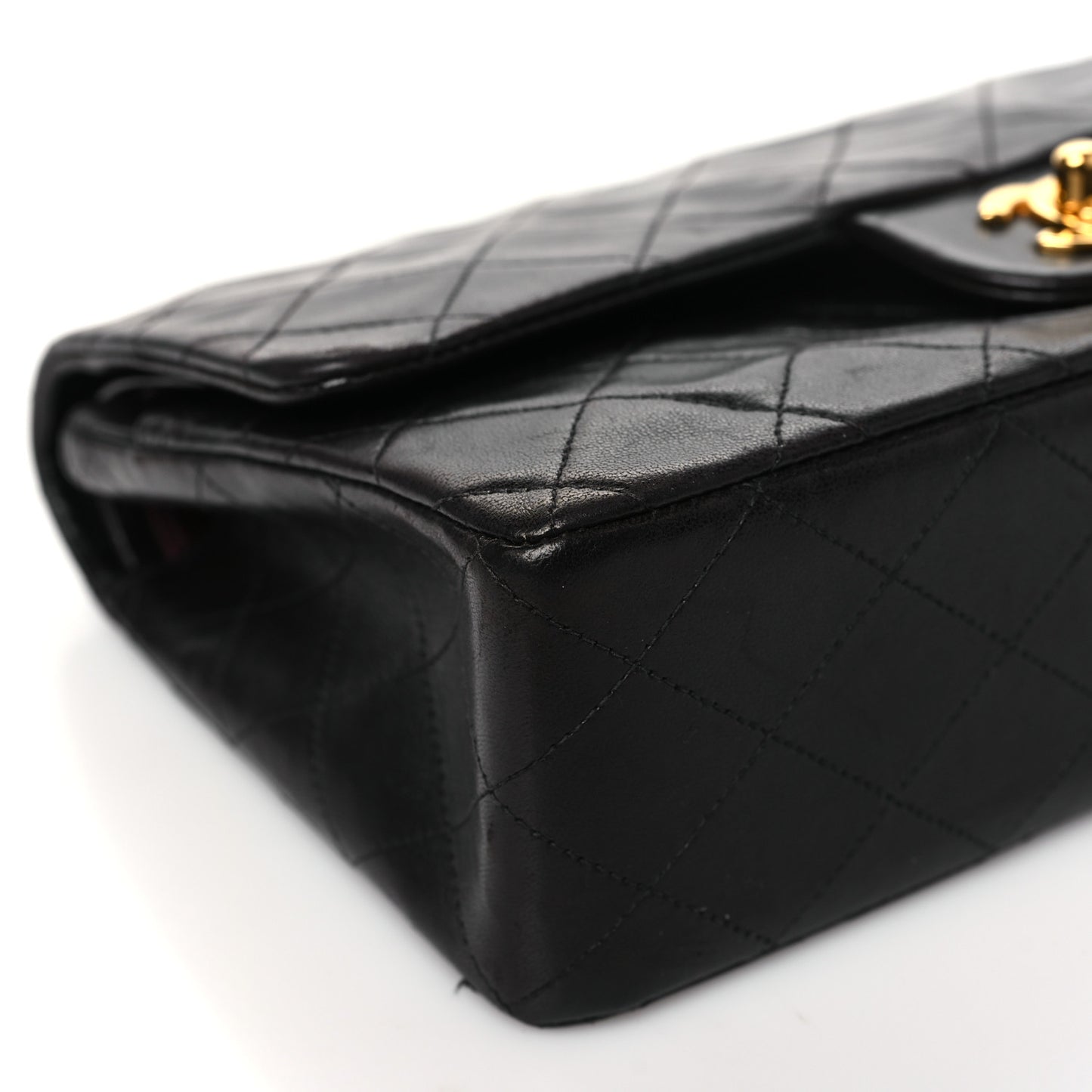 Lambskin Quilted Medium Double Flap Black