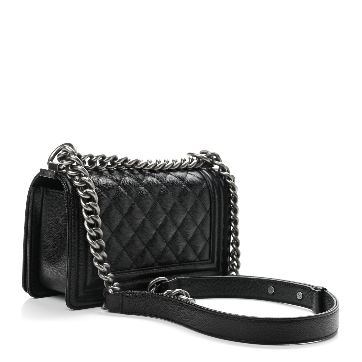 Caviar Quilted Small Boy Flap Black