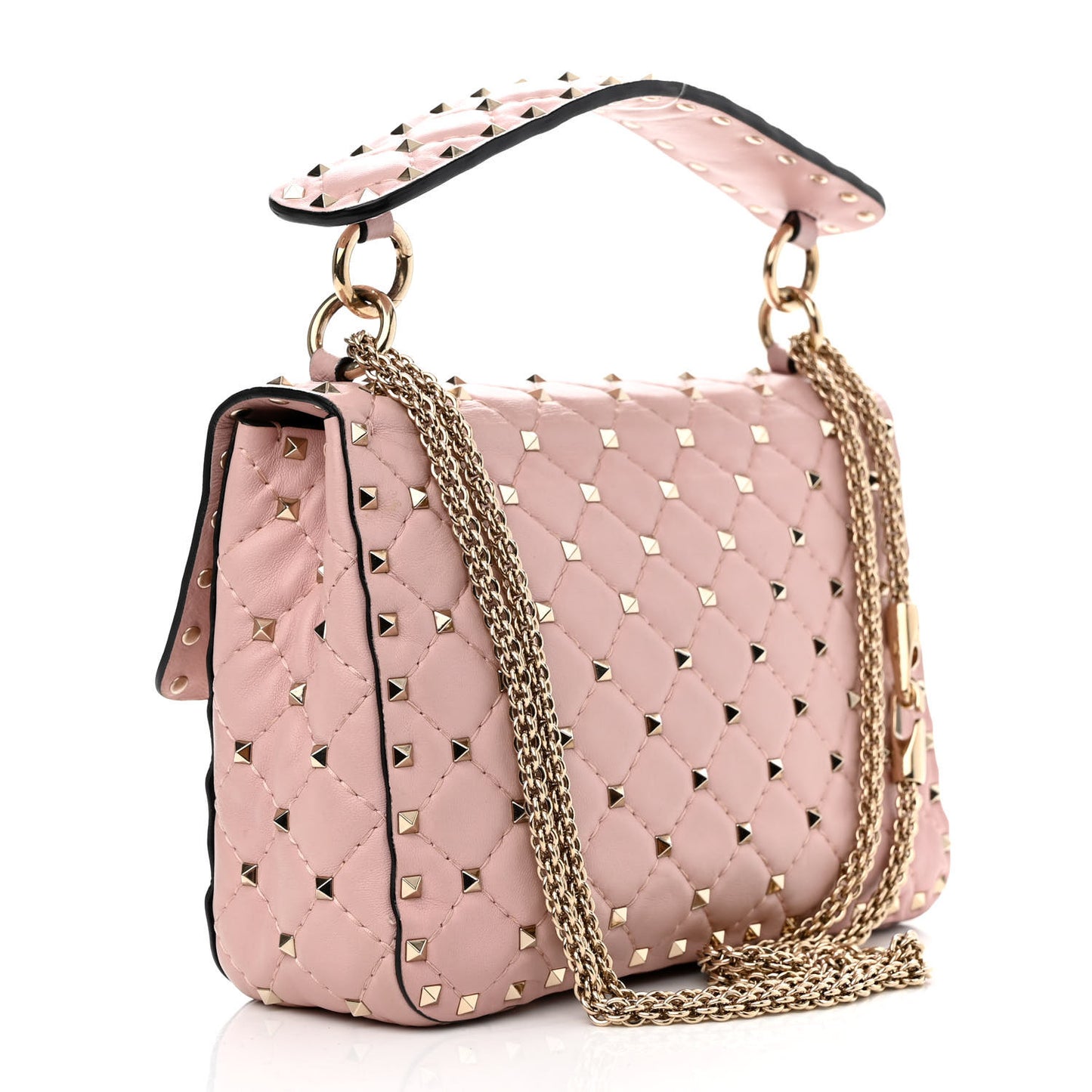 Nappa Medium Rockstud Spike Shoulder Bag Water Rose