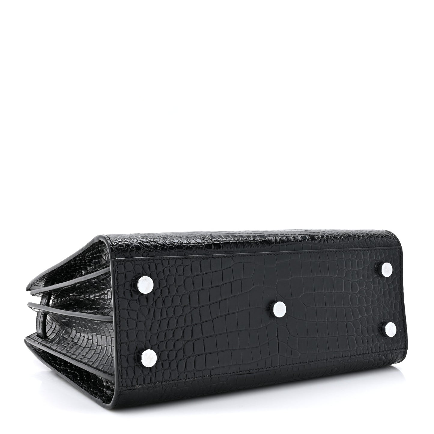 Calfskin Crocodile Embossed Baby Sac De Jour Black