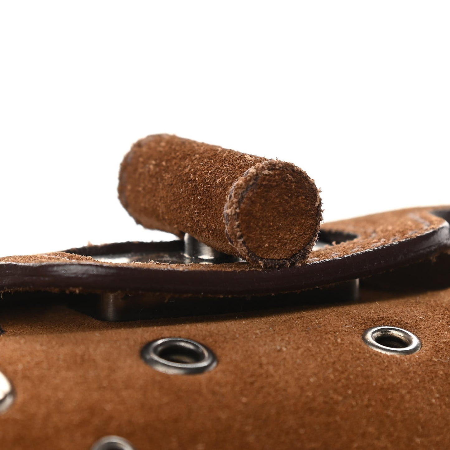 Suede Grommet Frame Satchel Tabacco