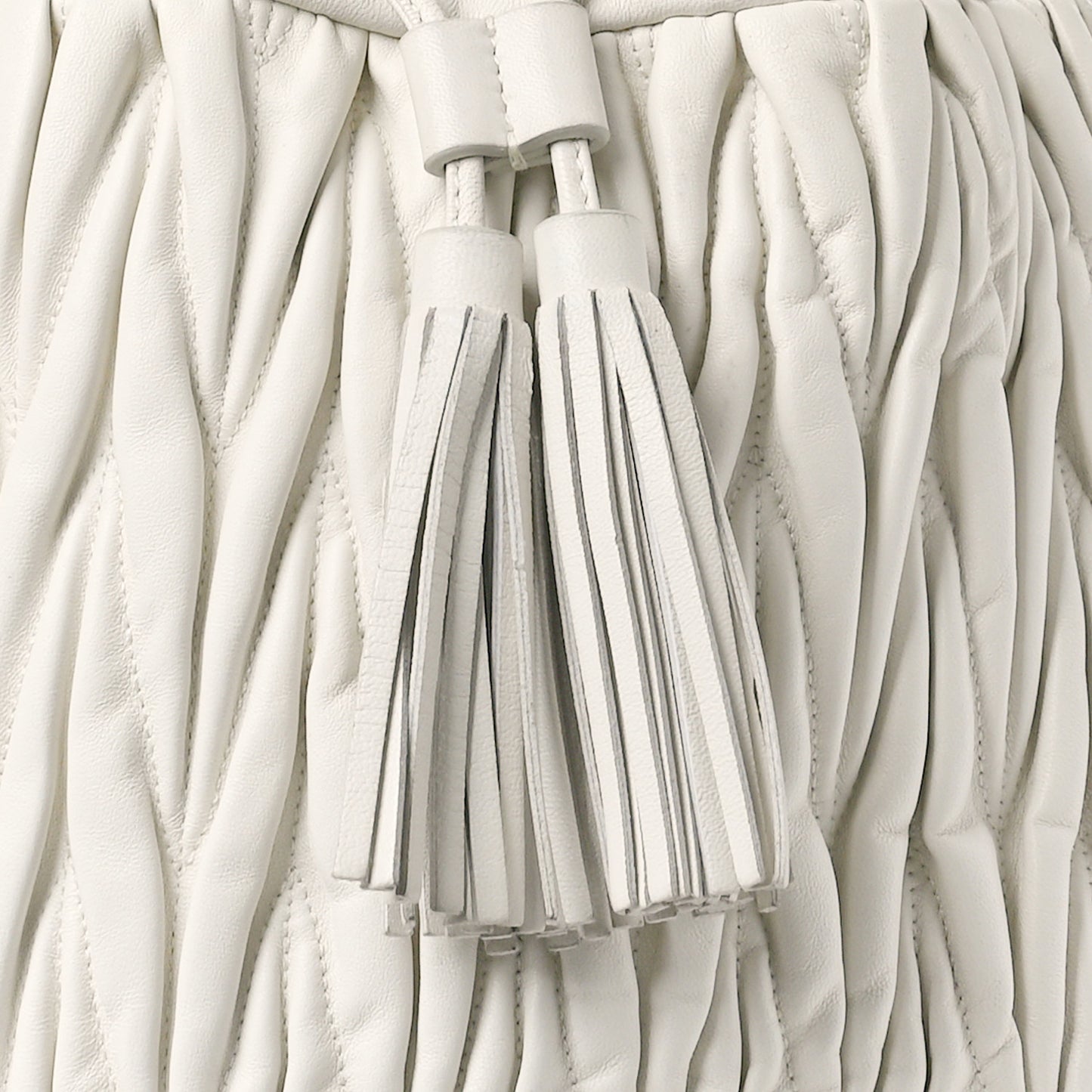 Nappa Matelasse Small Bucket Bag White