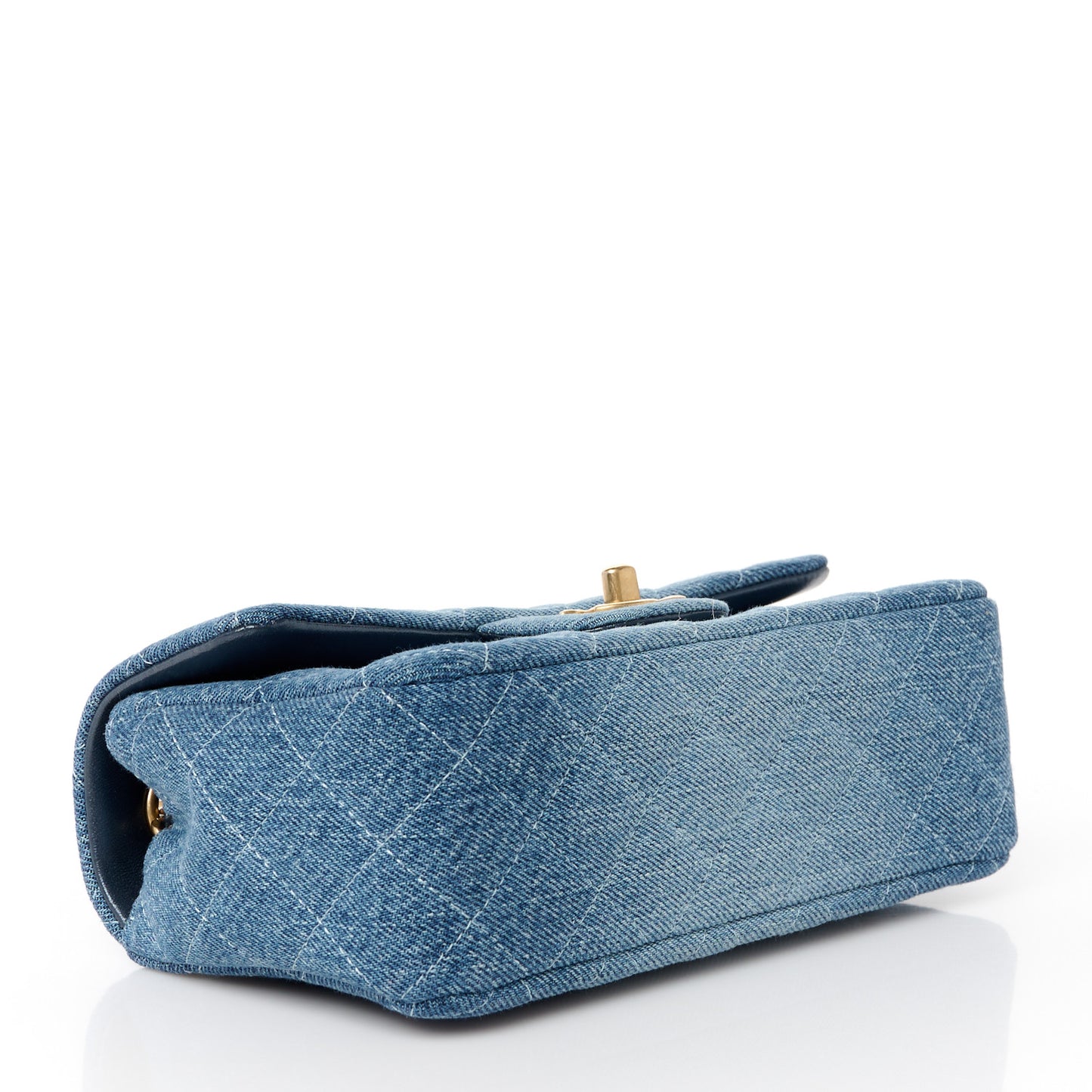 Washed Denim Quilted Mini Rectangular Flap Blue