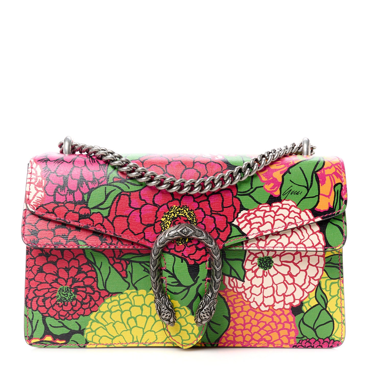 X KEN SCOTT New Shangai Calfskin Pomponica Print Small Dionysus Shoulder Bag Multicolor