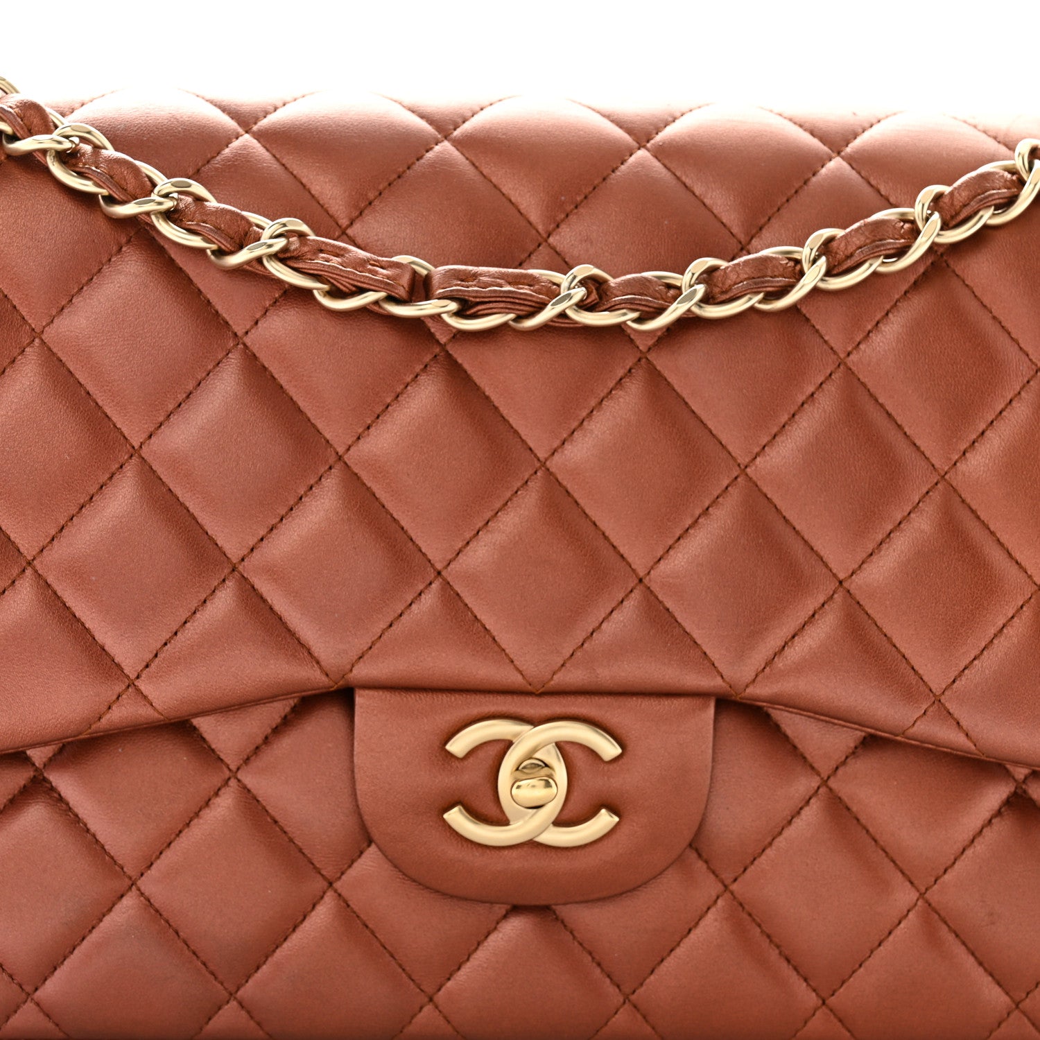 Chanel Metallic Lambskin Quilted Jumbo Double Flap Copper 8 of 13