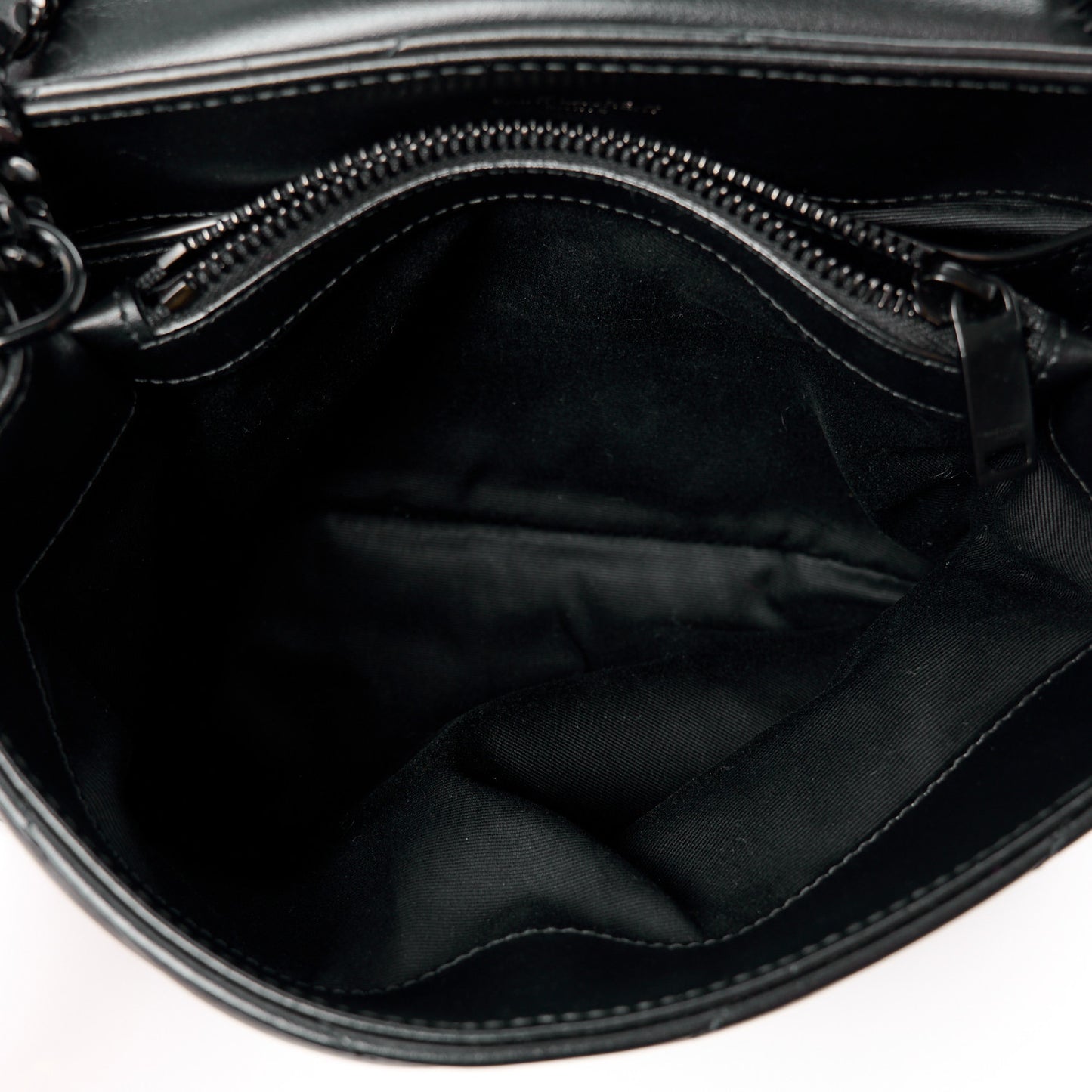 Calfskin Y Quilted Monogram Monochrome Small Loulou Chain Satchel Black
