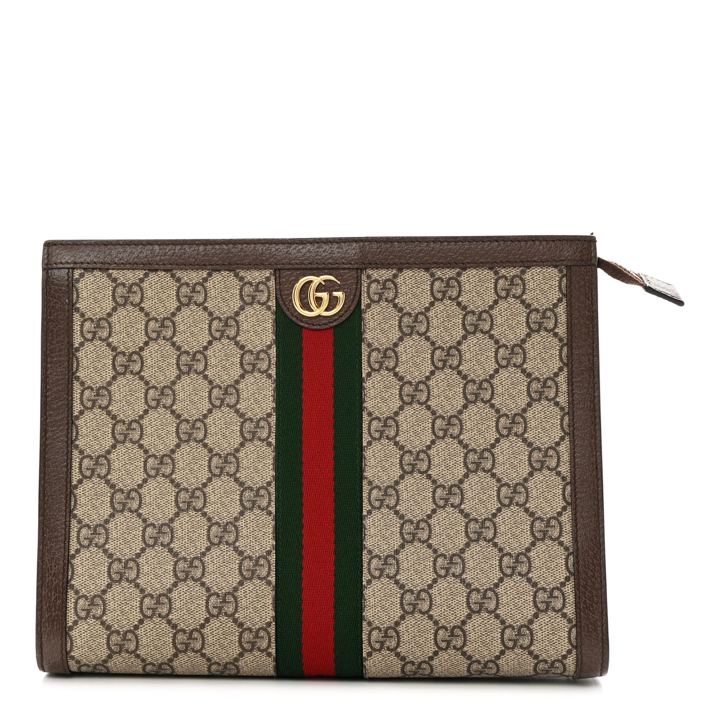 GG Supreme Monogram Web Ophidia Pouch Brown