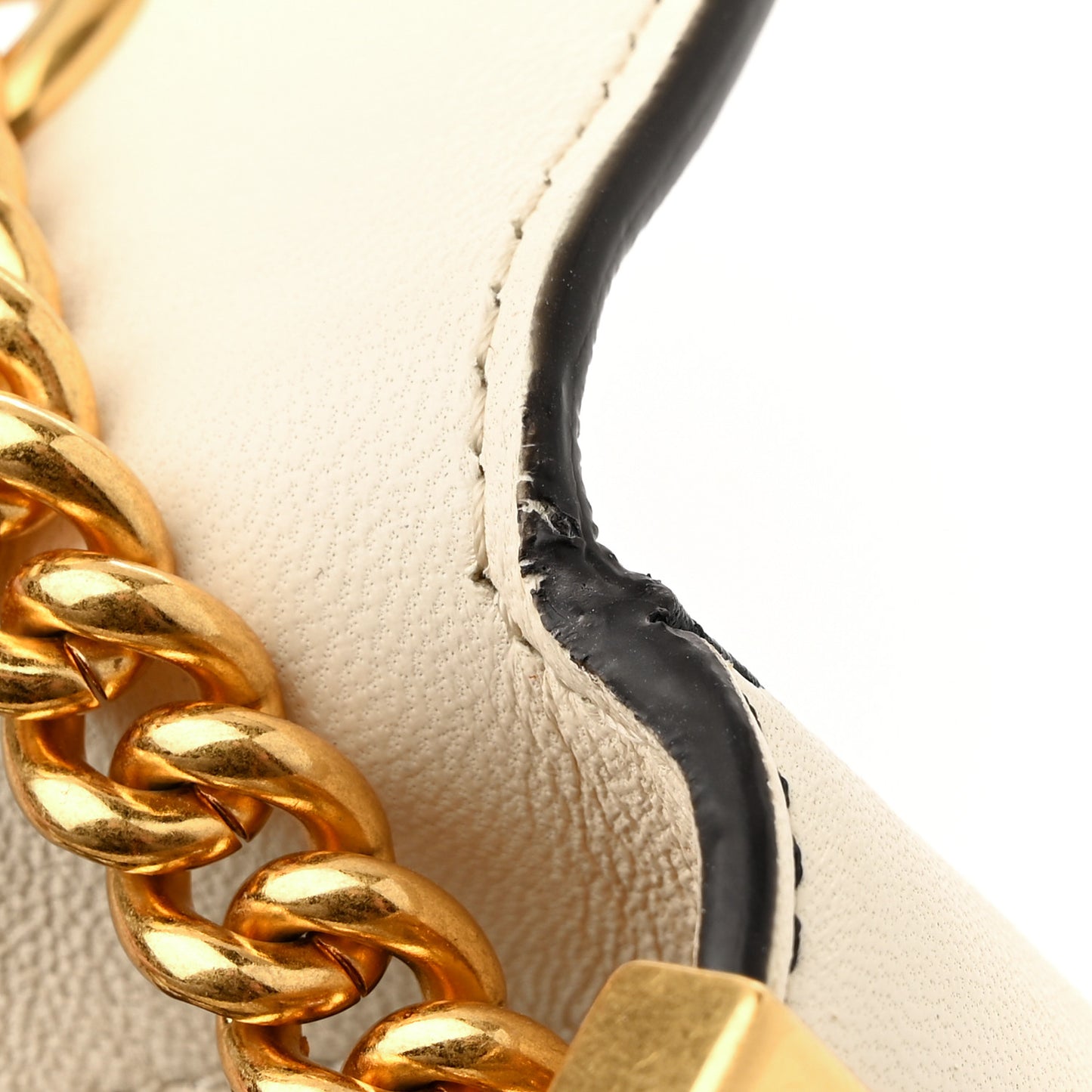 Nappa Apolo Bi-Color Chain Baguette Uovo Black