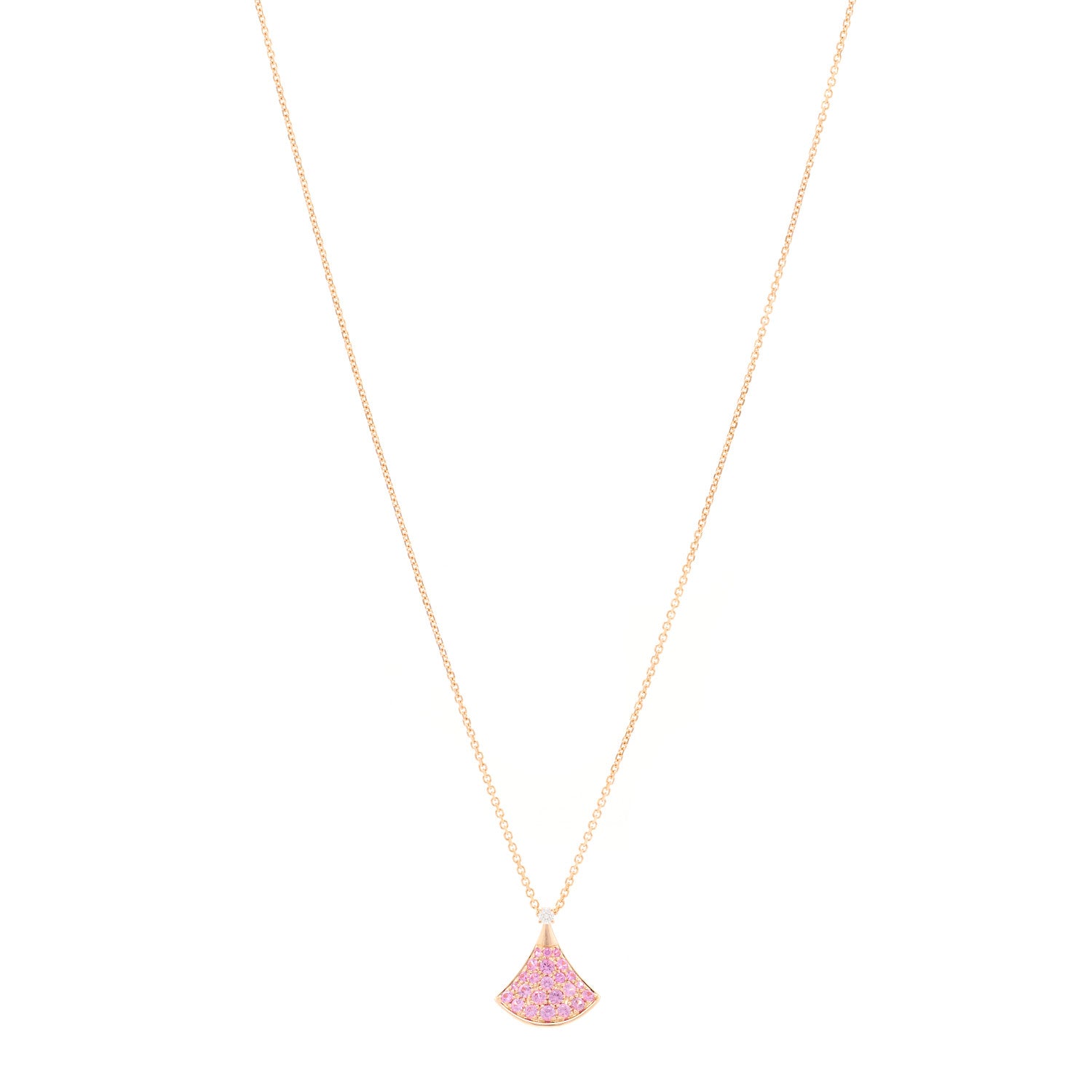 Bulgari 18K Rose Gold Diamond Pink Sapphire Divas' Dream Pendant Necklace 1 of 5