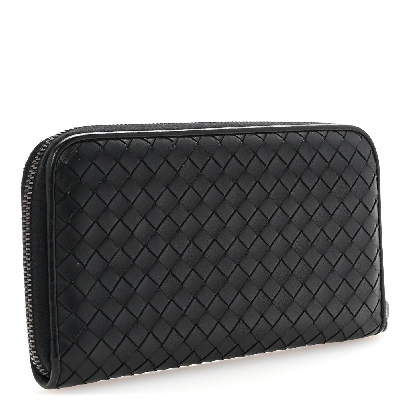 Nappa Intrecciato Zip Around Wallet Black