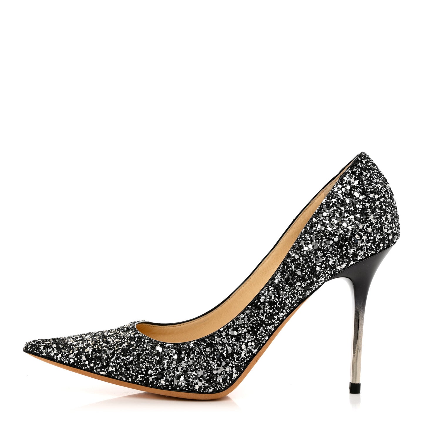 Coarse Glitter Degrade Pointy Toe Romy 100 Pumps 39.5 Black Silver