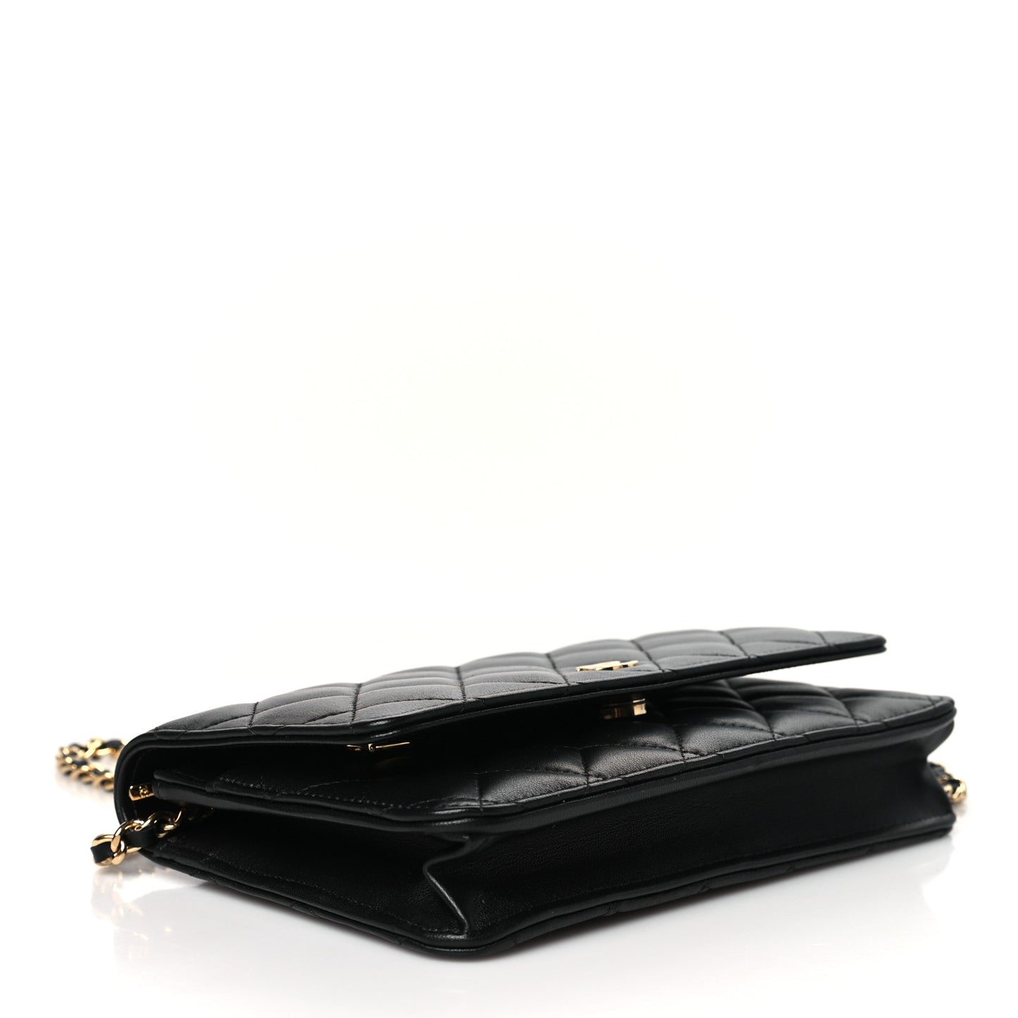 Lambskin Quilted Wallet On Chain WOC Black