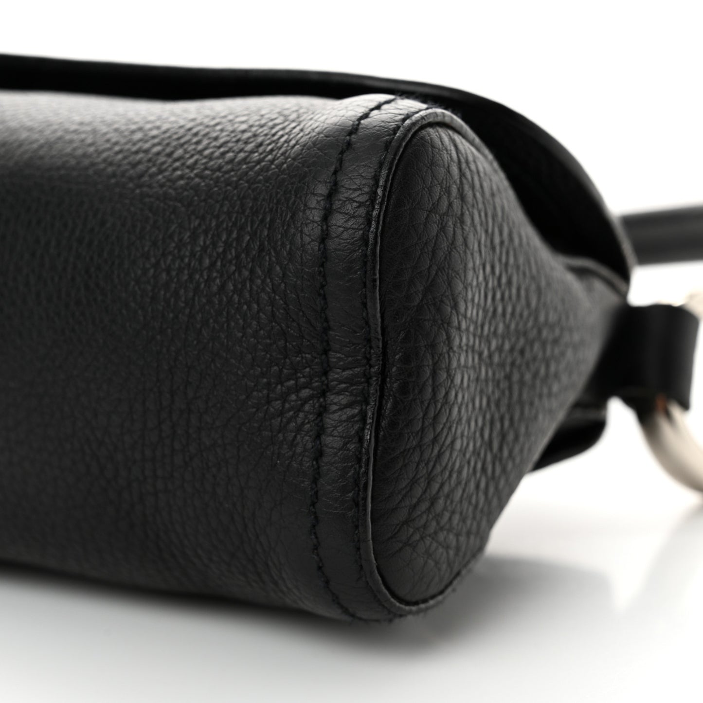 Vitello Daino Swing Flap Shoulder Bag Black