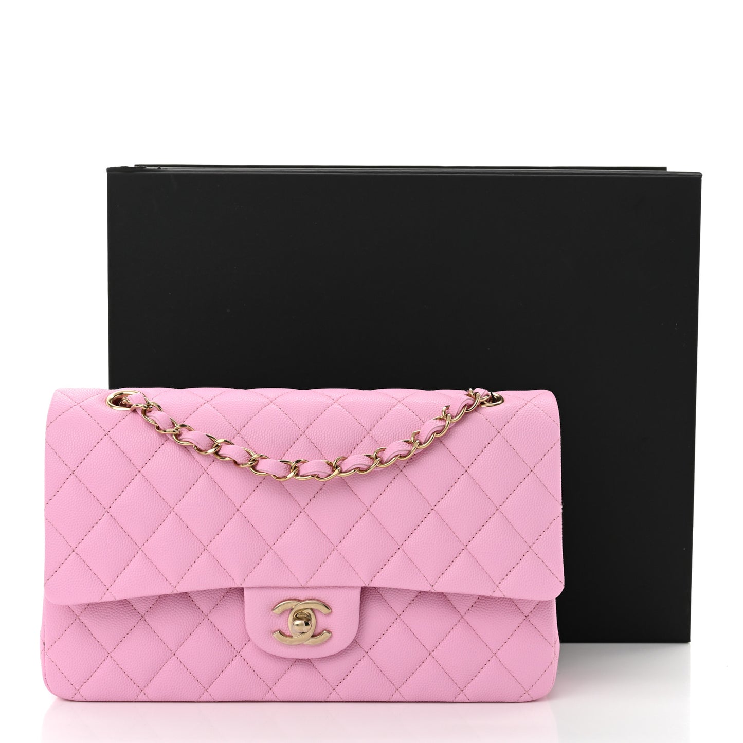 Caviar Quilted Medium Double Flap Lilac