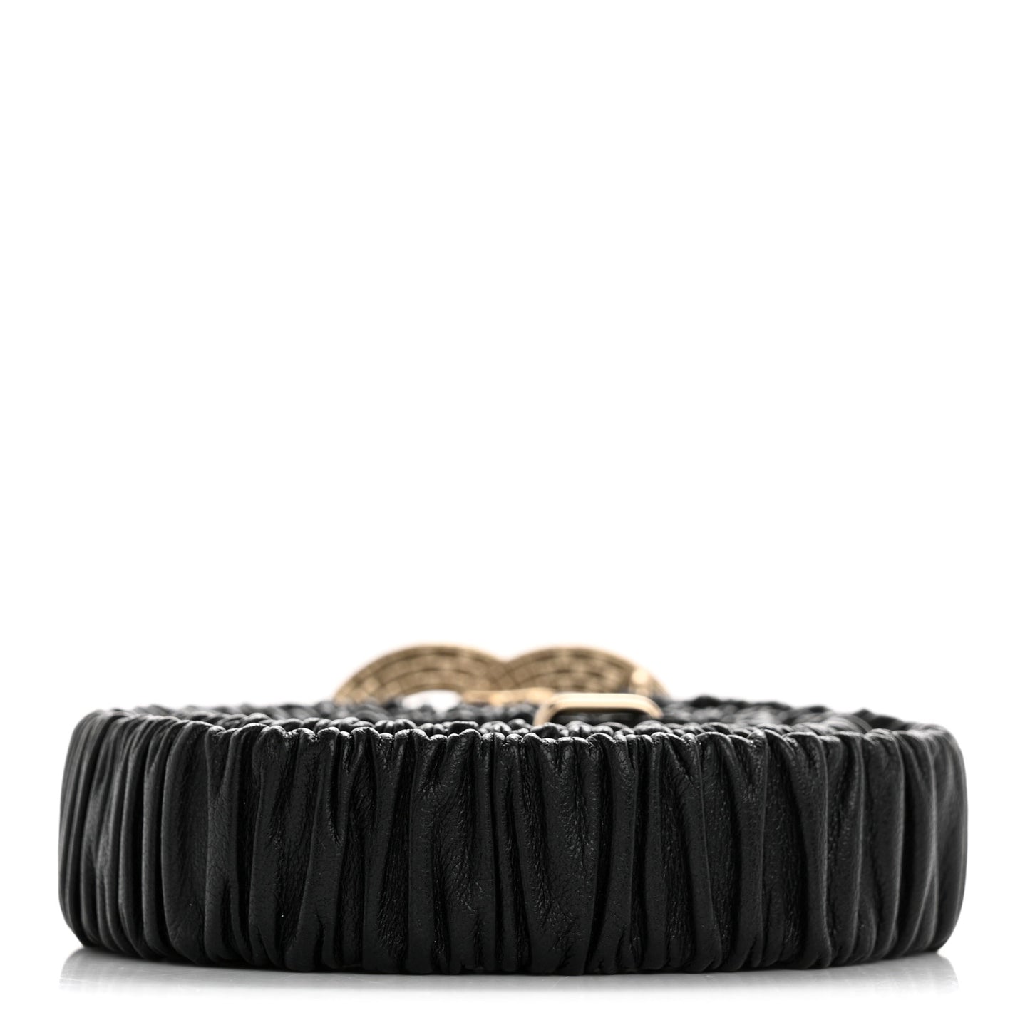 Lambskin Metal Ruched Chain CC Belt 75 30 Black White