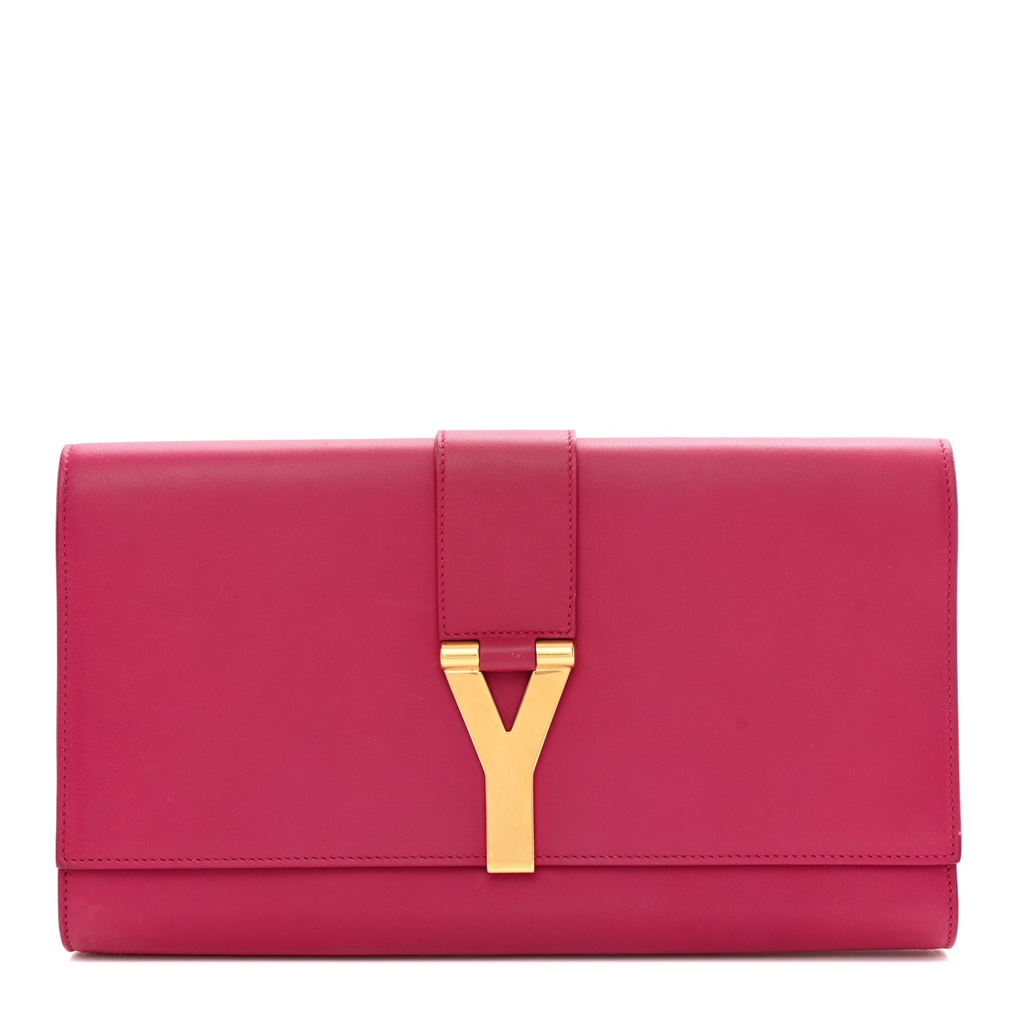 Calfskin Classic Y Ligne Clutch Fuchsia
