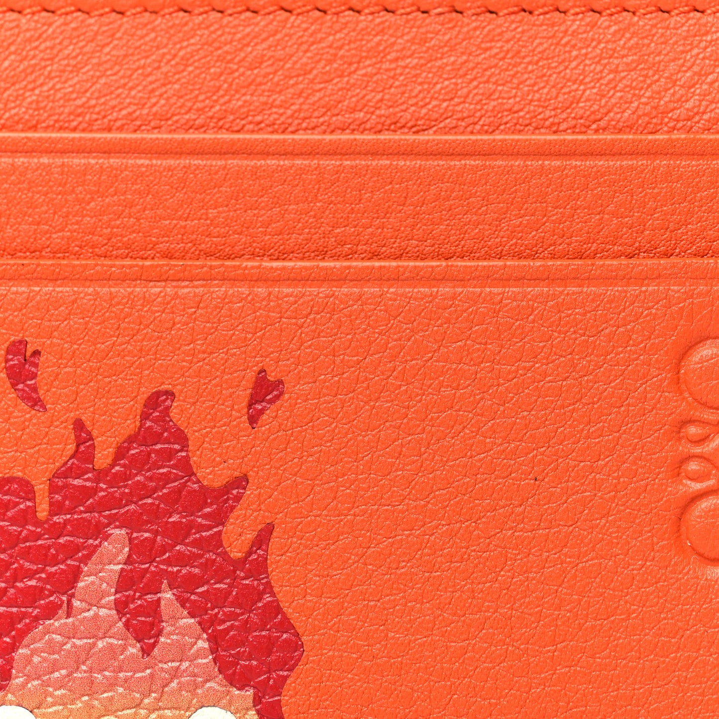 X HOWL'S MOVING CASTLE Calfskin Calcifer Card Holder Orange